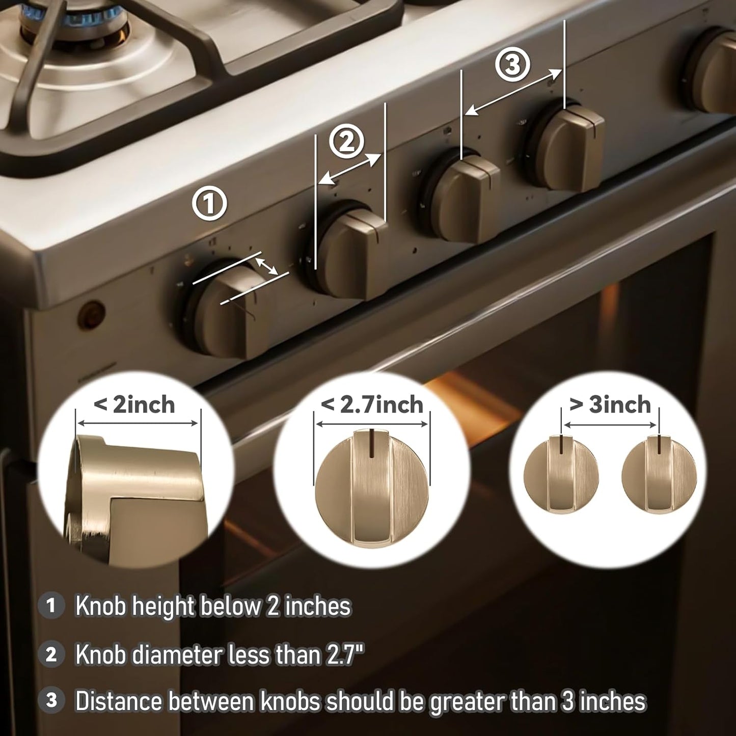 Stove knob Safety Covers for Child Upgraded Unlock Universal Size with Adult Two-Finger, Dual-Key Press Gas Stove Knob Locks Water Resistant Oil Resistant and High Temperature Resistant(5+1 Pack.)
