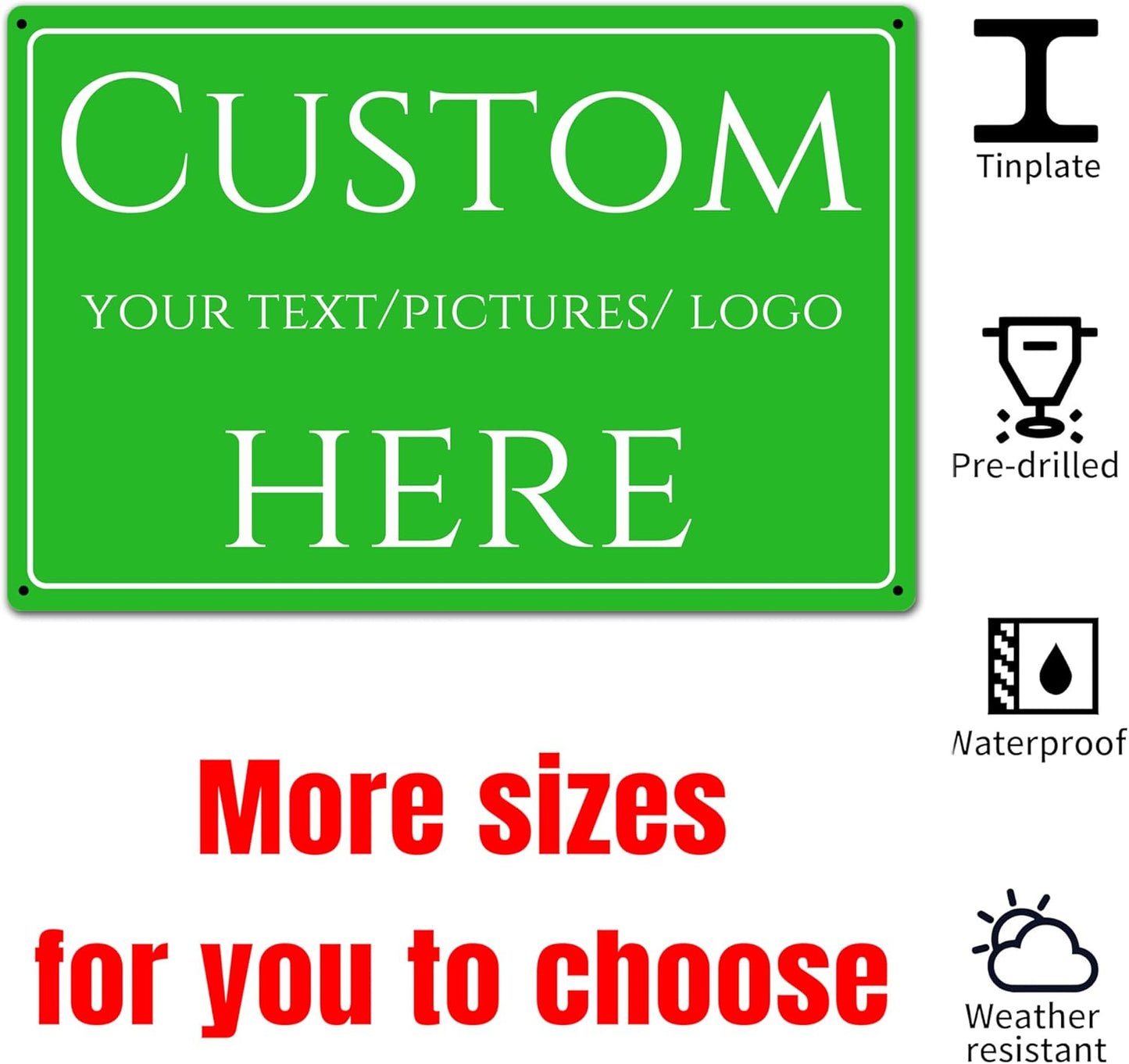Custom Sign, Custom Metal Signs Personalized,Aluminum Weatherproof Metal Sign Multiple Sizes,customize signs for business, Customize for Office, Business, Workplace, office, Factory, swimming pool, outdoor(16*12 Inch)