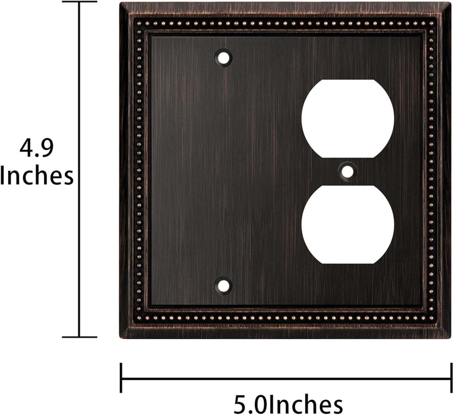 Henne Bery Sunken Pearls Heavy Duty Decorative Wall Plate Switch Plate Outlet Cover (Blank/Duplex, Aged Bronze)