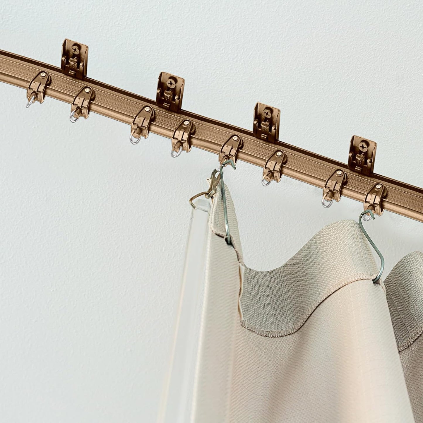 Jetec Curtain Tracks Ceiling Flexible Curtain Track Bendable Rail Curved Wall Mounted for Living Room Bedroom Divider Rod RV(10 Meter/ 32.8 Feet,Brown)