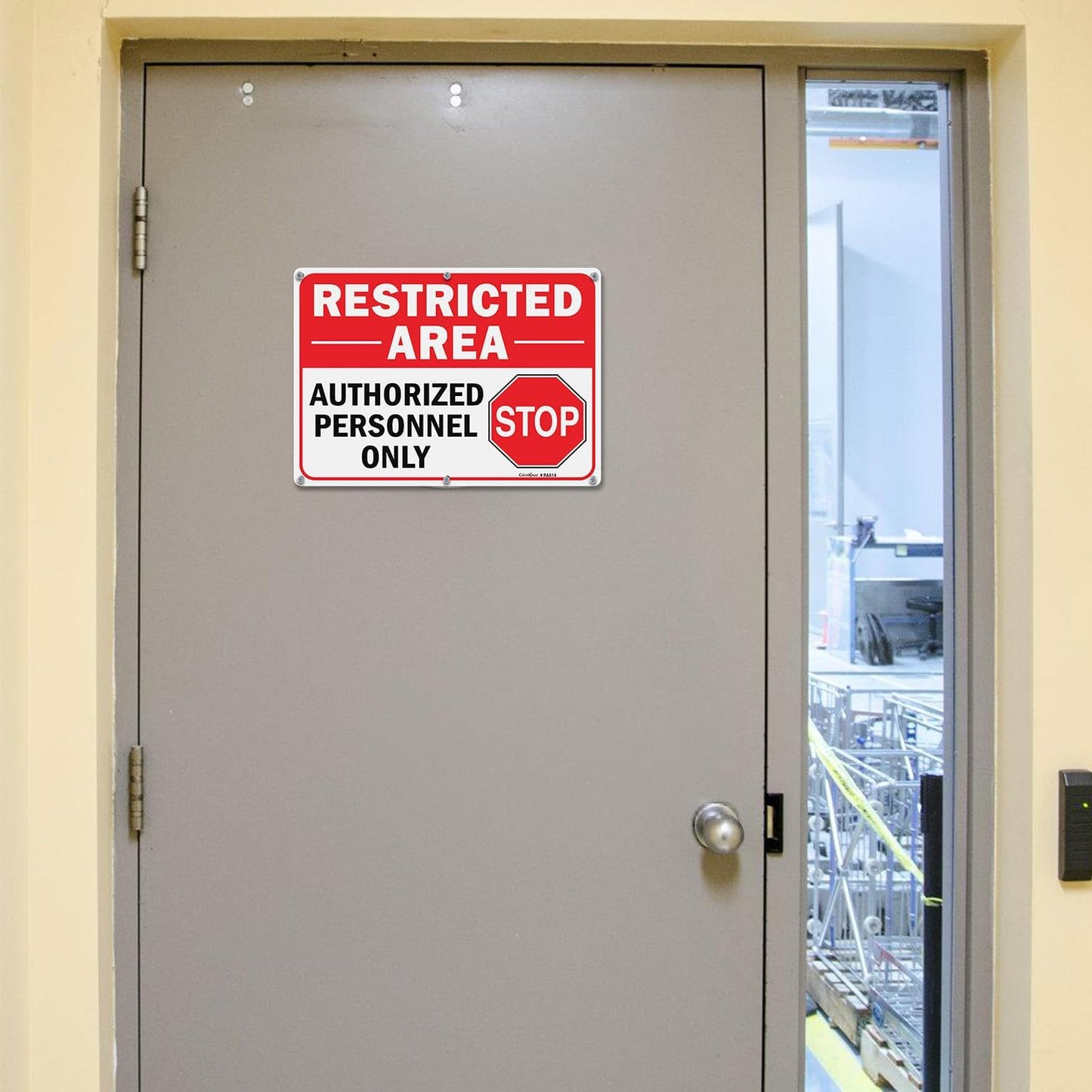 GicnKeuz Large Restricted Area Sign, 14x10 Inches Do Not Enter - Authorized Personnel Only Signs, Rust Free.40 Reflective Aluminum, Fade Resistant/Waterproof, 6 Pre-drilled Holes (2 Pack)