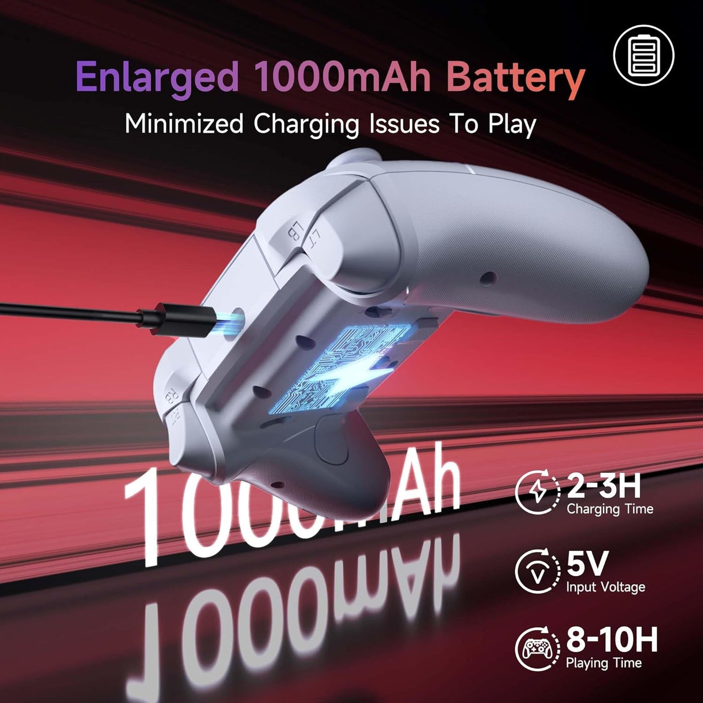 EasySMX X20 Wireless Gaming Controller with RGB Backlit, 2-Stage Hall Effect Stick, 1000Hz Polling Rate, 6-Axis Gyro on Multi-Platform, Mech Buttons- Compatible with PC/Switch/Steam/Android