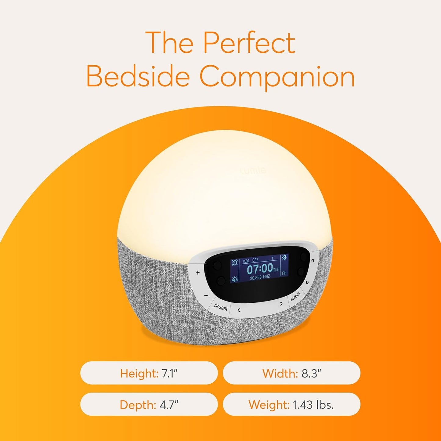 Lumie Bodyclock Shine 300 – Sunrise & Sunset Alarm Clock - Bedside Lamp with Custom Light Duration - Wake-Up, Night & Reading Light - Warm LEDs