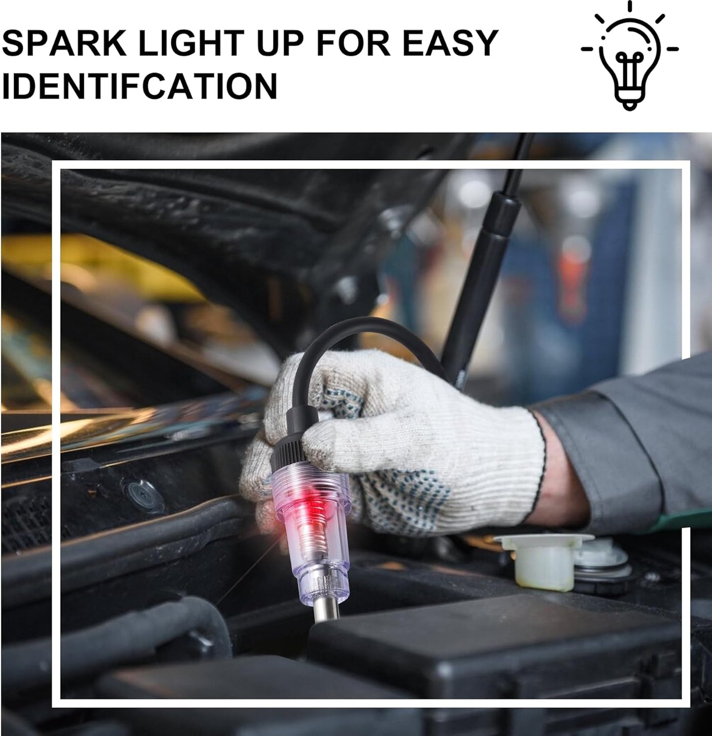 SINGARO Inline Spark Plug Tester, Plug-in Engine Ignition Tester, Car Exterior Accessories, Automobile, Lawn Mower,Engine Verification-Armature Diagnostic Test Tool