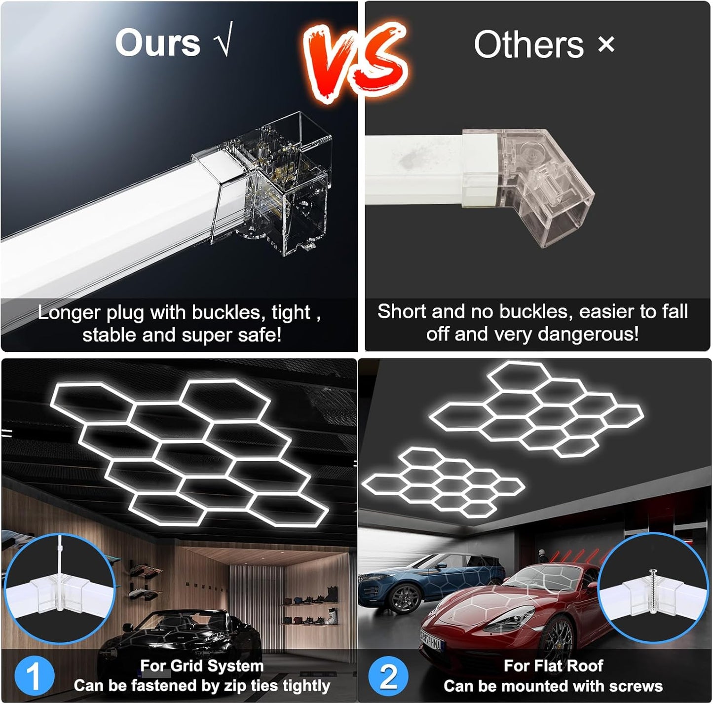 MODERN Hexagon Garage Lights,25 Pack 216W 25920LM High Brightness Hexagon Garage LED Lights for Garage, Shopping Mall, Workshop and Car Detailing Shop etc. … … …