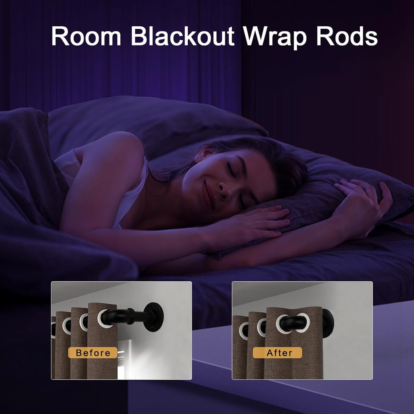 Black Curtain Rods 18 to 45 Inch, Industrial Curtain Rods,Adjustable Length,1 in Diameter Pipe,Wall or Ceiling Mounted,for Bedroom and Living Room(Black 18” to 45”)