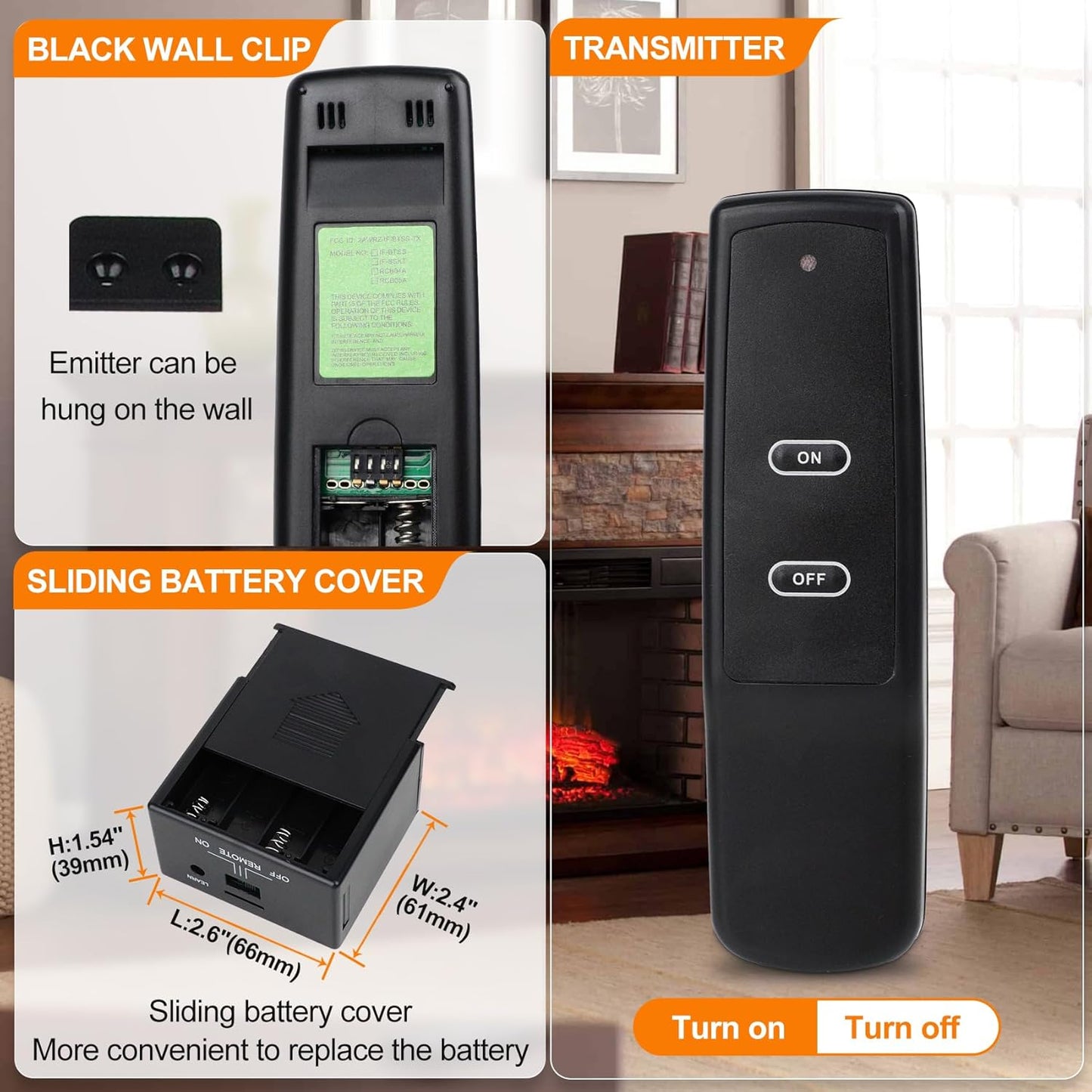 Universal Gas Fireplace Remote Control,Fit skytech 1001-A 1001TX 3001,durablow TR1003,Napoleon F45,Acumen RCK-IW,Ambient RCB,realFyre and More,Fireplace On/Off Remote Control Kit for Millivolt Valve