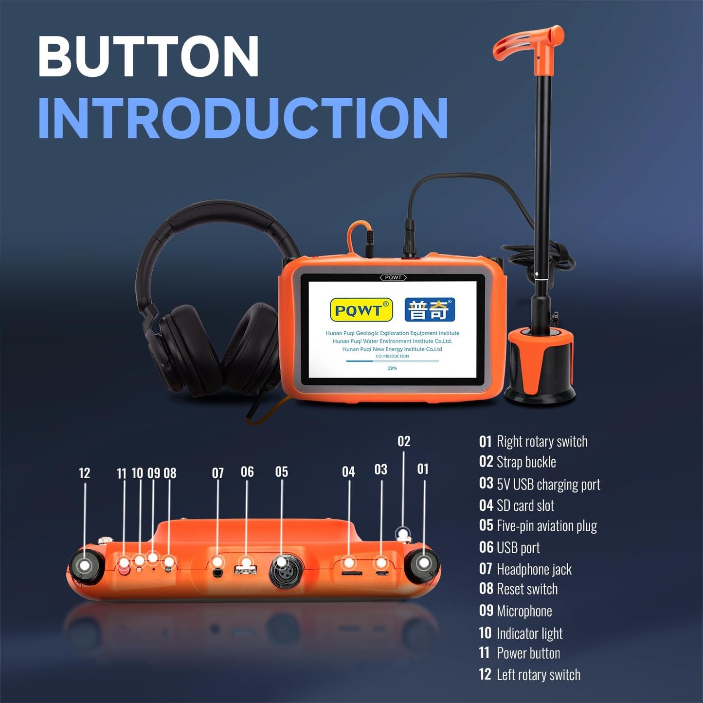 PQWT L3000 Acoustic Water Leak Detector for Home and Outside Ground Wall Water Pipeline Leakage Detection Kit Multi Sensor Professional Noise Reduction Headphone Smart Touchscreen Aluminum Carry Case