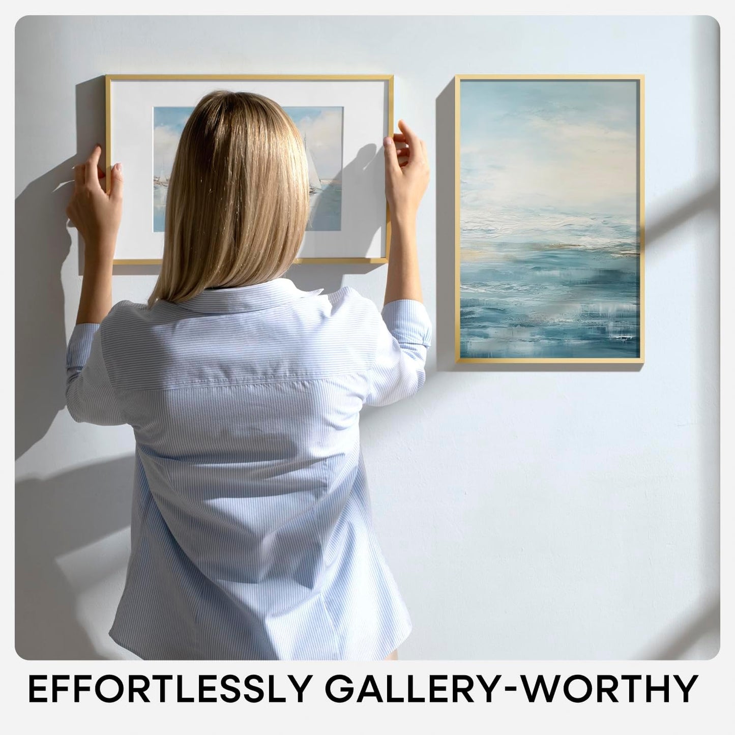 Homeforia 22.375x34 Gold Puzzle Frame, High End Metal 22.375 by 34 Picture Frames without Mat, 34 x 22.375 Thin Poster Frame for Wall, 22.375by34 Puzzle Photo Frame, Tempered Glass, Wall Kit, Set of 1
