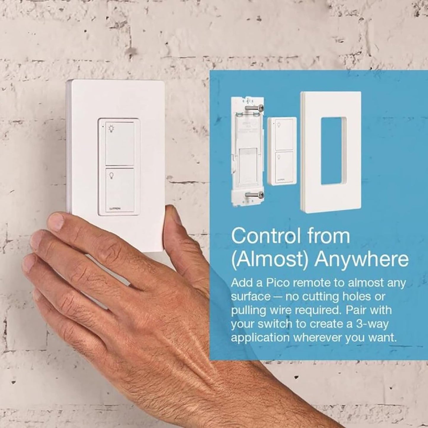 Lutron Caseta Original Smart Switch (Lutron Smart Hub Required), for LED Lights and Fans, 6 Amp, Single-Pole/3-Way, Neutral Required, PD-6ANS-WH-2, White, 2 Pack