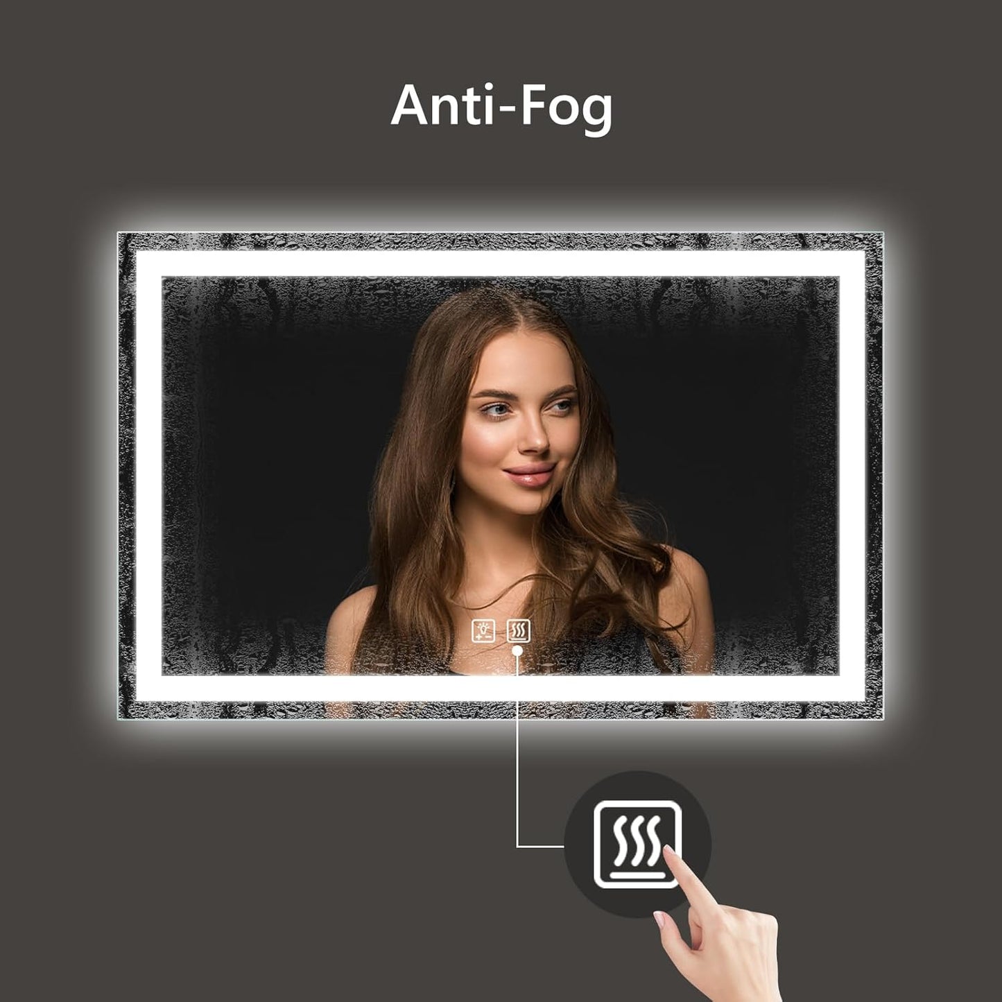APRILSOUL 48x36 Inch LED Bathroom Mirror with Front and Backlit, Makeup Mirror with 3 Color Lights, Memory Function, Anti-Fog and Dimmable Light (Horizontal/Vertical)