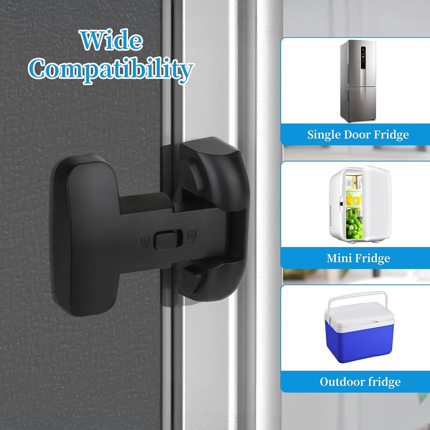 YCT Baby Proof Fridge Lock, Refrigerator Fridge Freezer Door Latch to Keep Closed, Automatically Lock While Closing The Door, Easy to Install (Grey 1PCS)