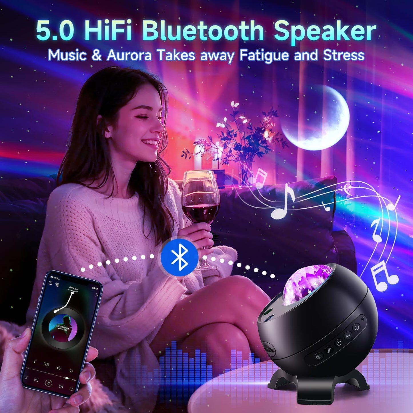 Christmas Gifts for Teens Boy Galaxy Projector for Bedroom, 21Colors Northern Lights,15White Noise&Bluetooth Star Projector Galaxy Lights, Remote Ambient Lighting,Aurora Christmas Decor Room Gifts