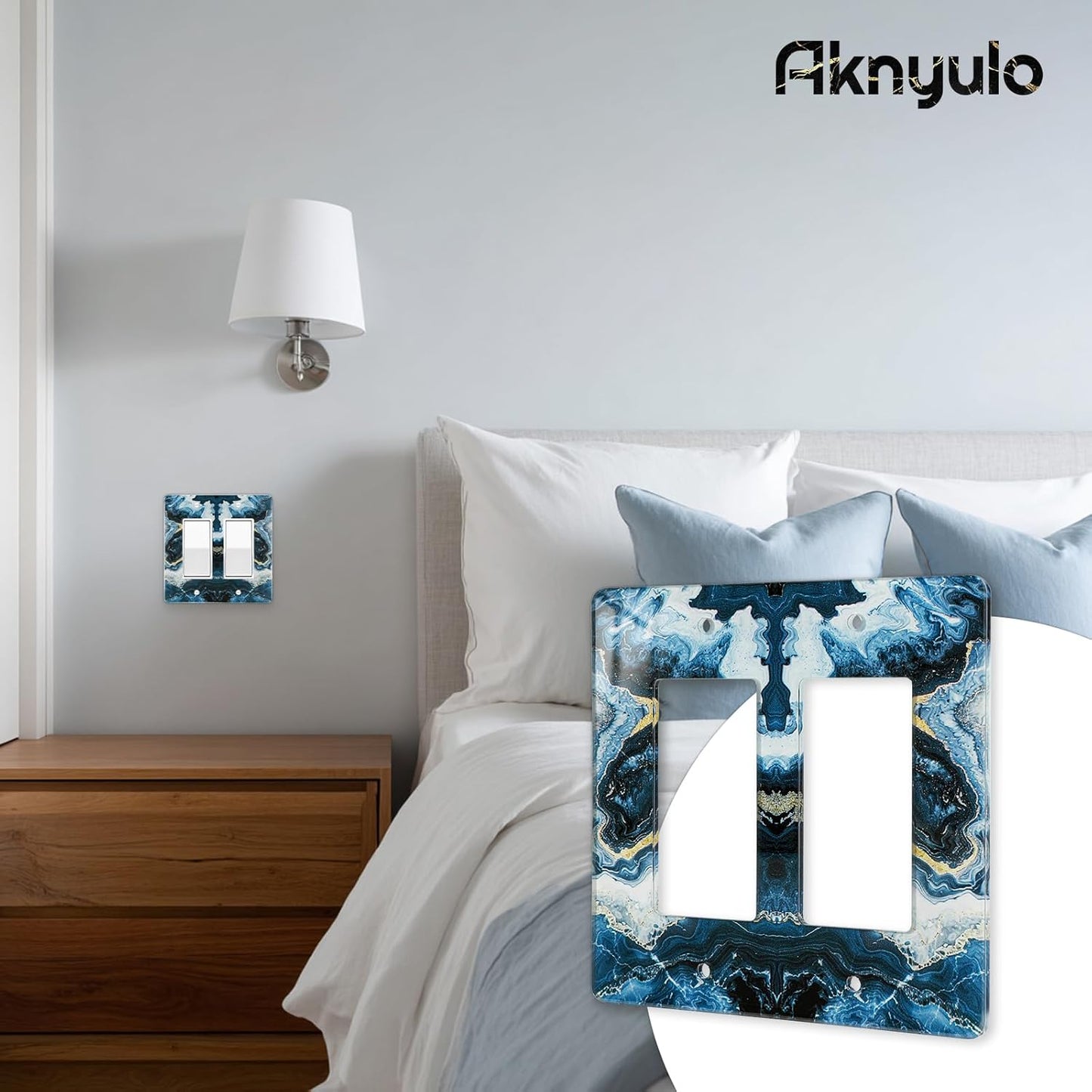 Luxurious Blue and Gold Marble Luxurious Blue and Gold Marble Acrylic Decorative Wall Plate Switch Plate Outlet Cover