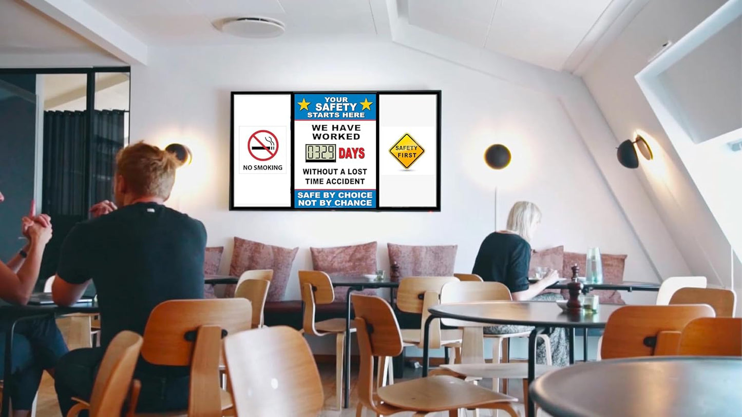Battery Operated Custom Safety Digital Scoreboard 20" Γ 28" | Indoor Digital Scoreboard with Auto Day Counter | No Power Cord Needed | Track Days Without Accident Sign for Workplace Safety