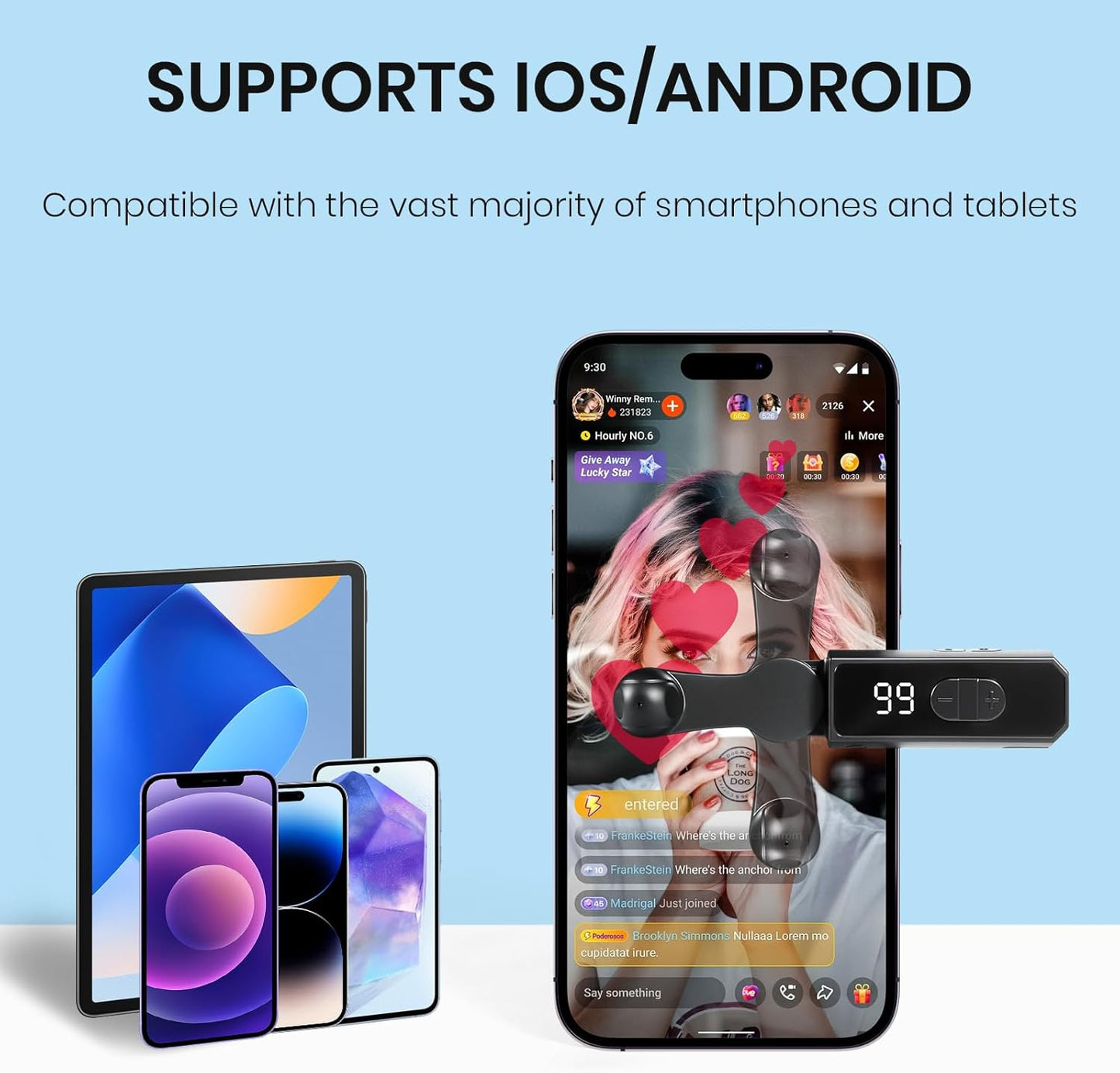 Auto Clicker Smart Tapper for iPhone iPad Android TikTok - Auto Touch Device with 107 Adjustable Speed, Rechargeable,Instant Clicker for Live Stream Likes, Social Media Tasks(Black)