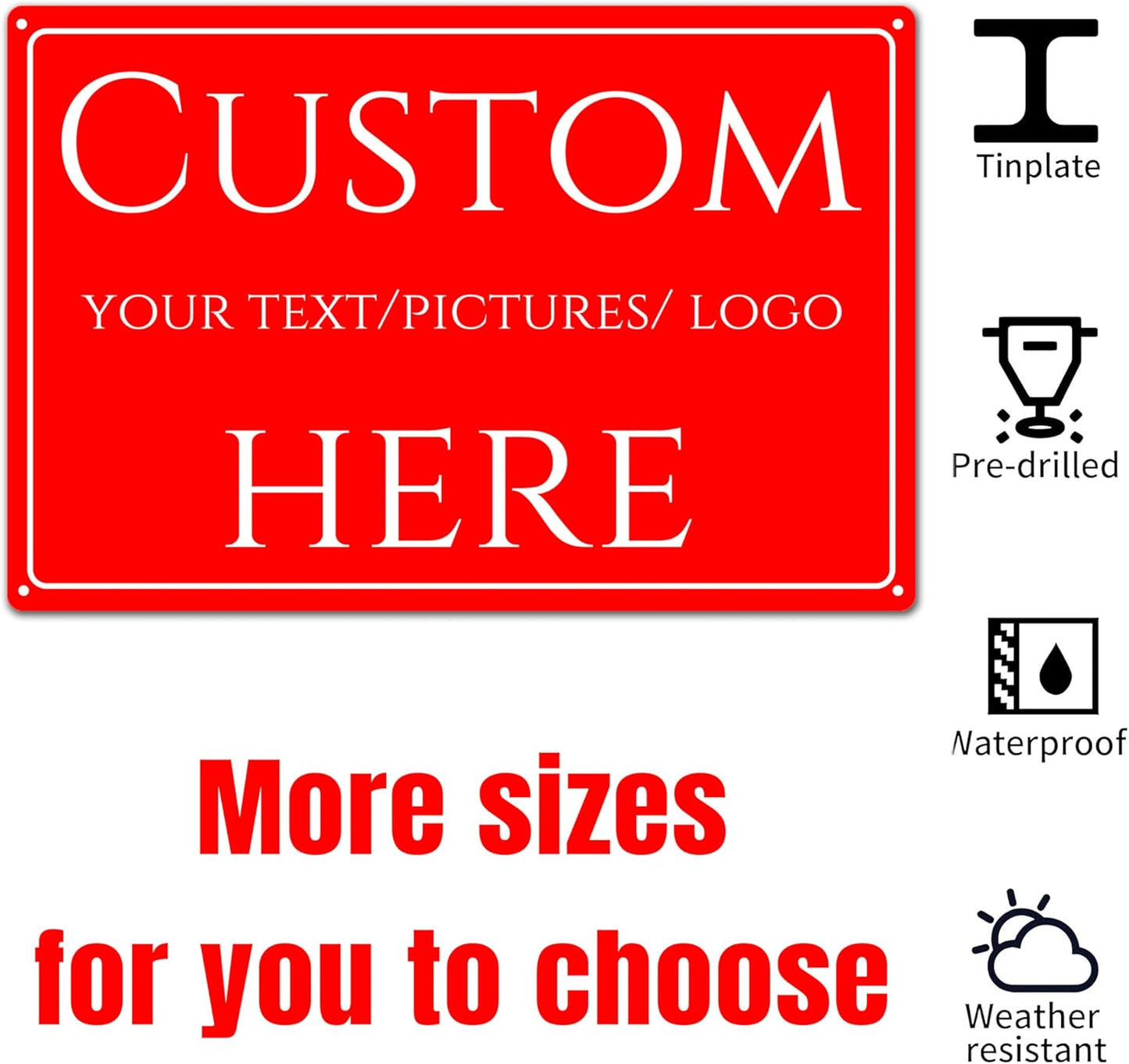custom metal signs, Custom Metal Signs PersonalizedDouble-sided ,reflective,Aluminum Weatherproof Metal Sign Multiple Sizes,Business, Workplace, office, Home, Delivery Signs(16 * 12 Inch)