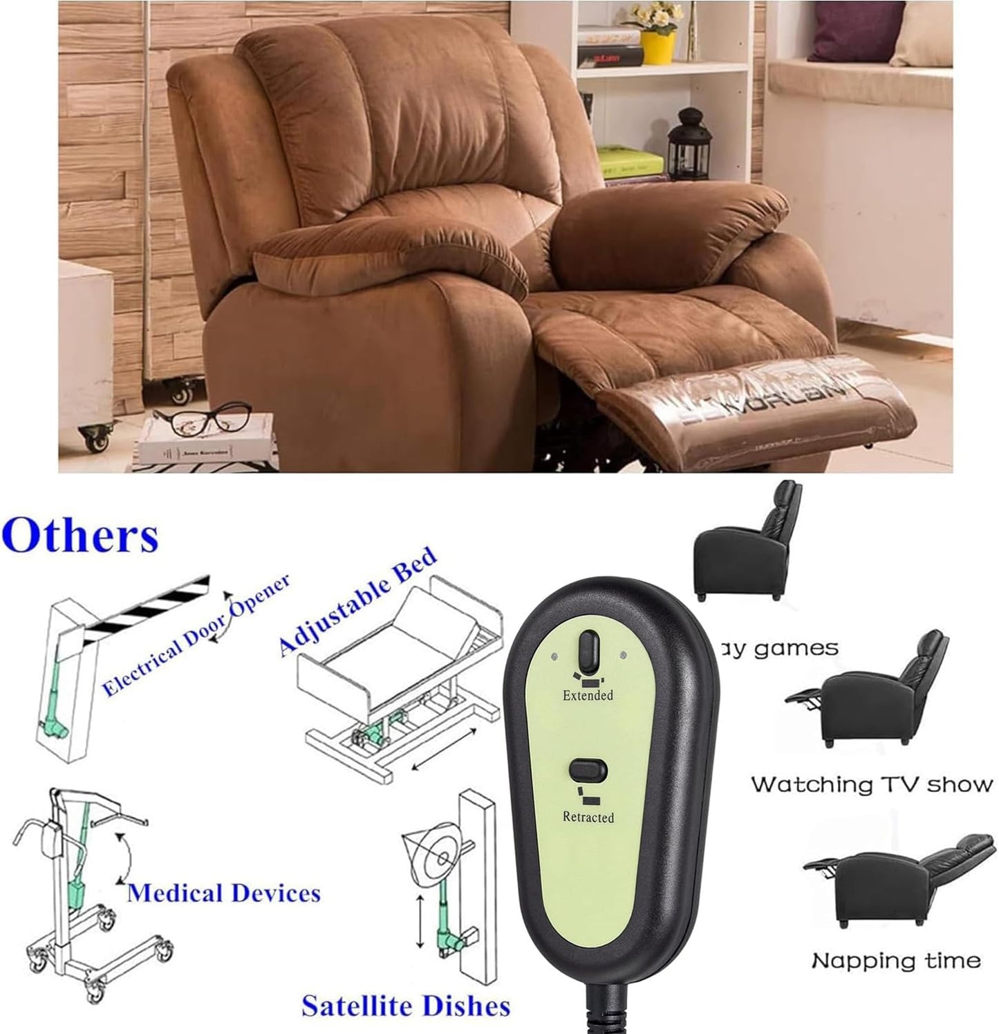 2 Button Remote Electric Recliner Manual Control Controller,5 Pin Fixed Straight Plug Replacement Fixed Okin Limoss Dewert Power Recliner Lift Chair,Lazy Chair