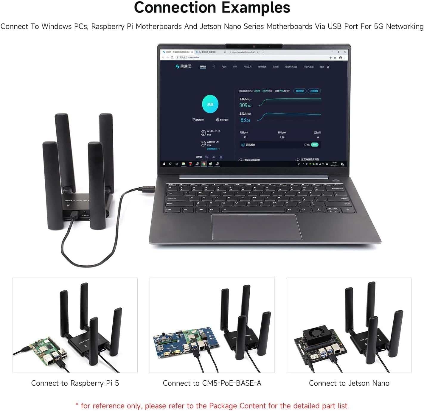 5G DONGLE Expansion Board, USB 3.2 Port, M.2 Key B Interface, Quad Antennas, Aluminum Alloy Case, with Qualcomm RM520N-GL 5G Sub-6G Module, Global Applicable @XYGStudy (RM520N-GL 5G DONGLE (B))