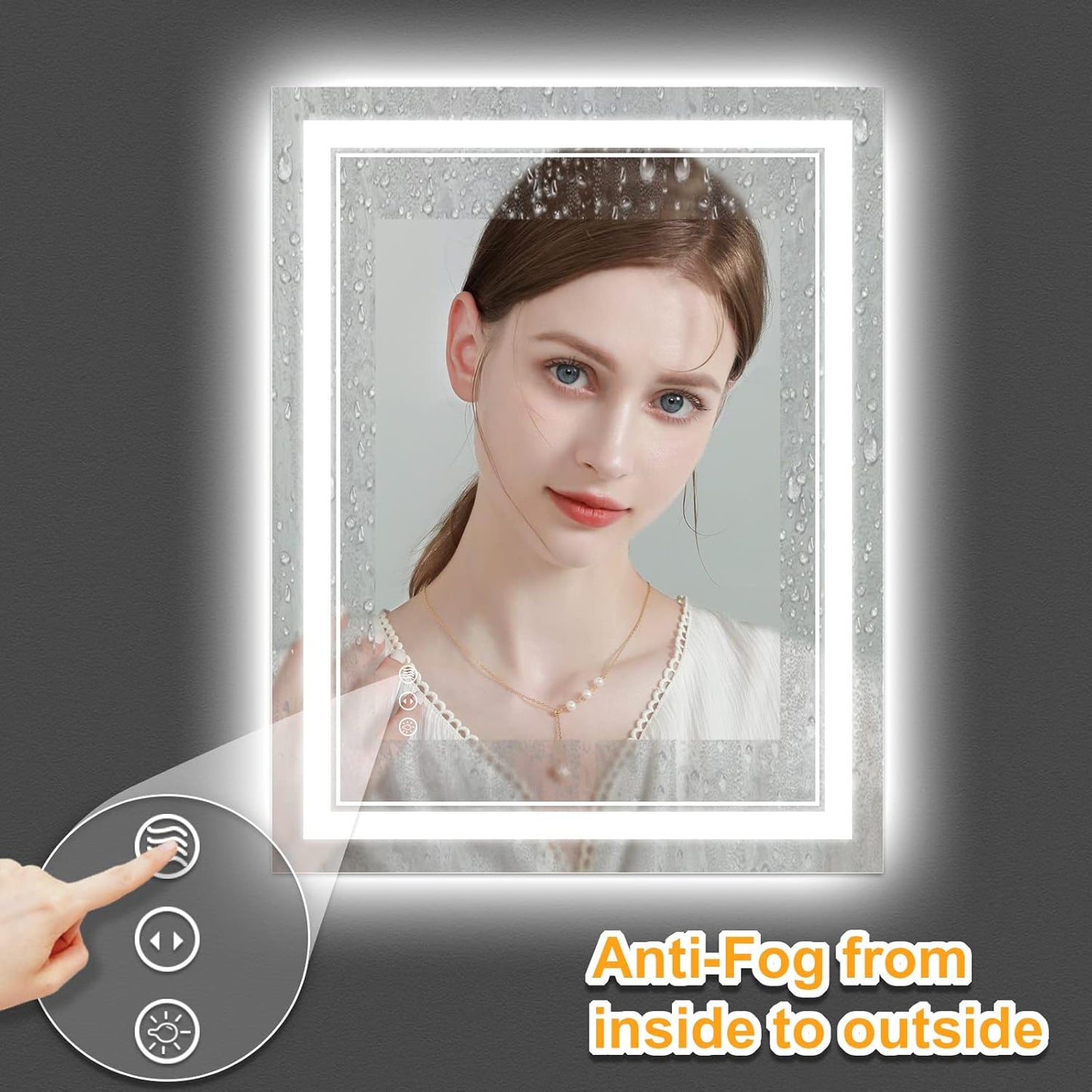 24x32 Inch LED Bathroom Mirror with Lights, Front Light and Backlit Anti-Fog Dimmable Memory Lighted Vanity Mirror, Shatterproof Wall-Mounted Led Mirror for Bathroom