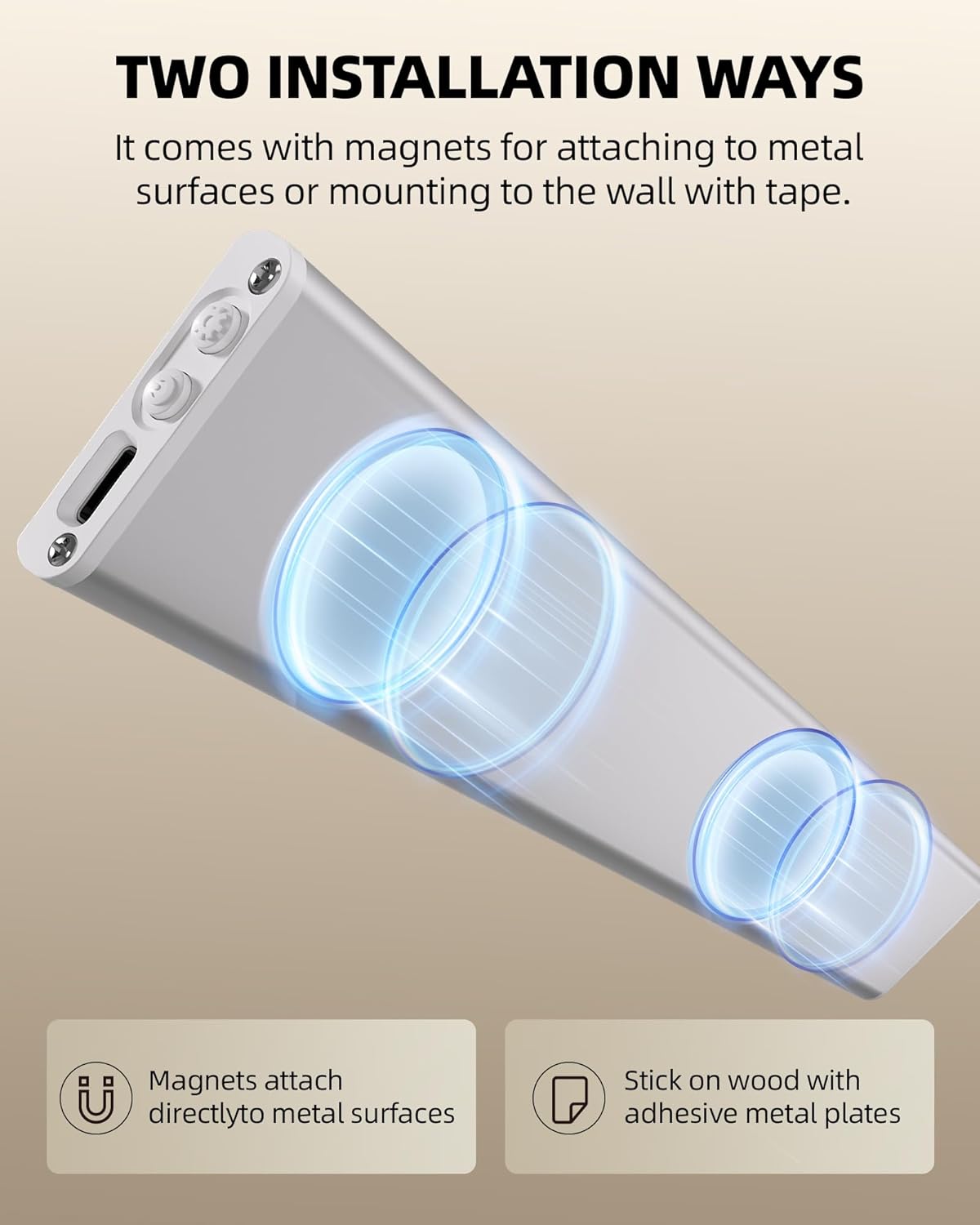Under Cabinet Lighting Wireless,Rechargeable Battery Motion Sensor Light Indoor,LED Closet Lights USB Charging,3 Color Dimmable Under Cabinet Lights for Kitchen (3 Pcs) 7inch