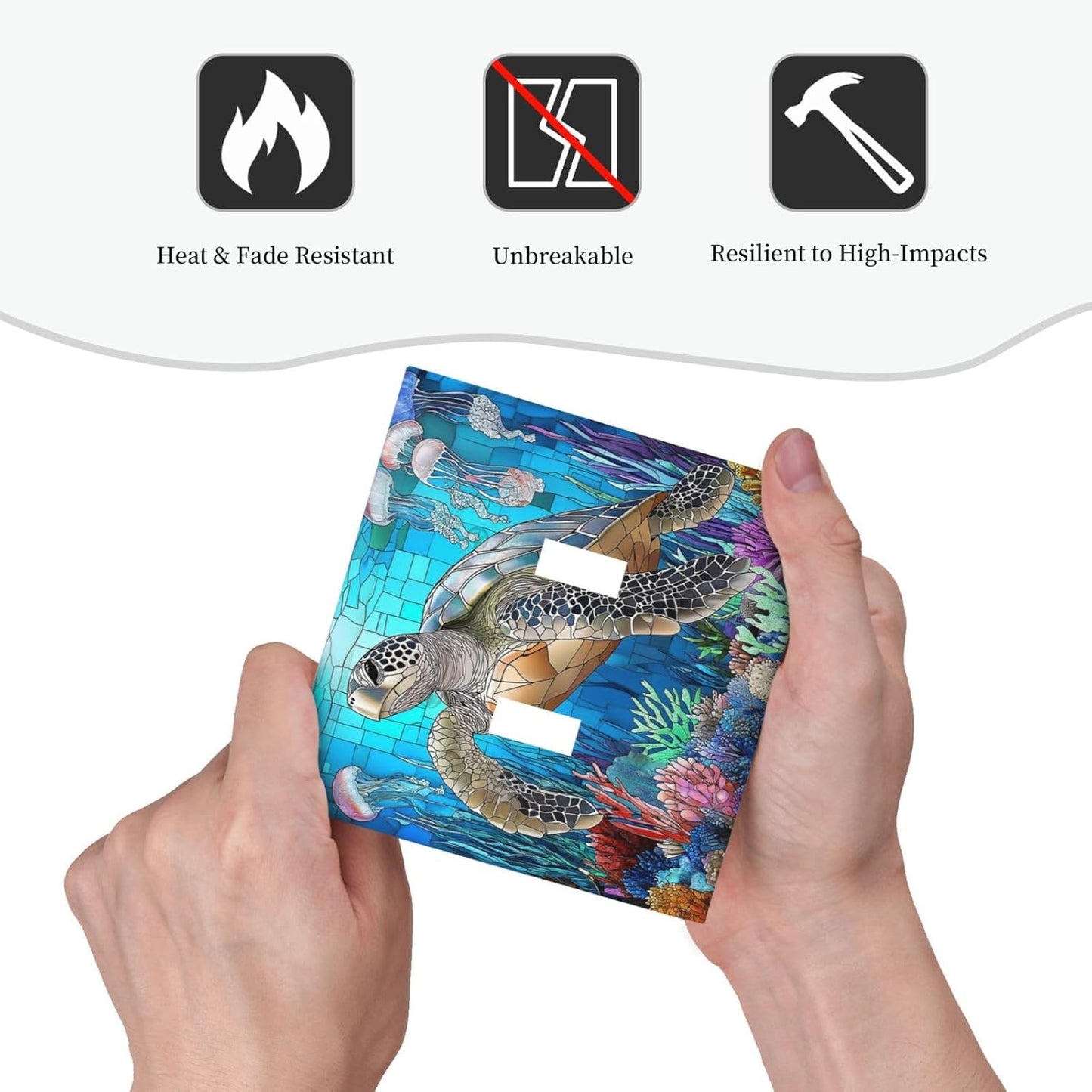 Decorative Switch Plates Nautical Sea Turtle Coral Jellyfish 2 Gang Double Toggle Outlet Light Switch Cover Wall Plate Electrical Faceplate For Kids Room Nursery Decor