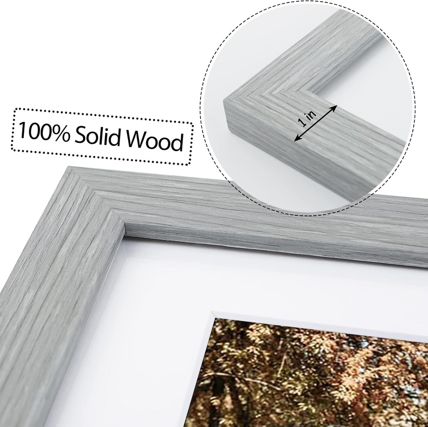 Golden State Art, Set of 3, 9x18 Grey Wood Frame - White Mat for Three 5x7 Pictures - Sawtooth Hangers- Swivel Tabs - Wall Mounting - Landscape/Portrait - Real Glass - Collage Frame