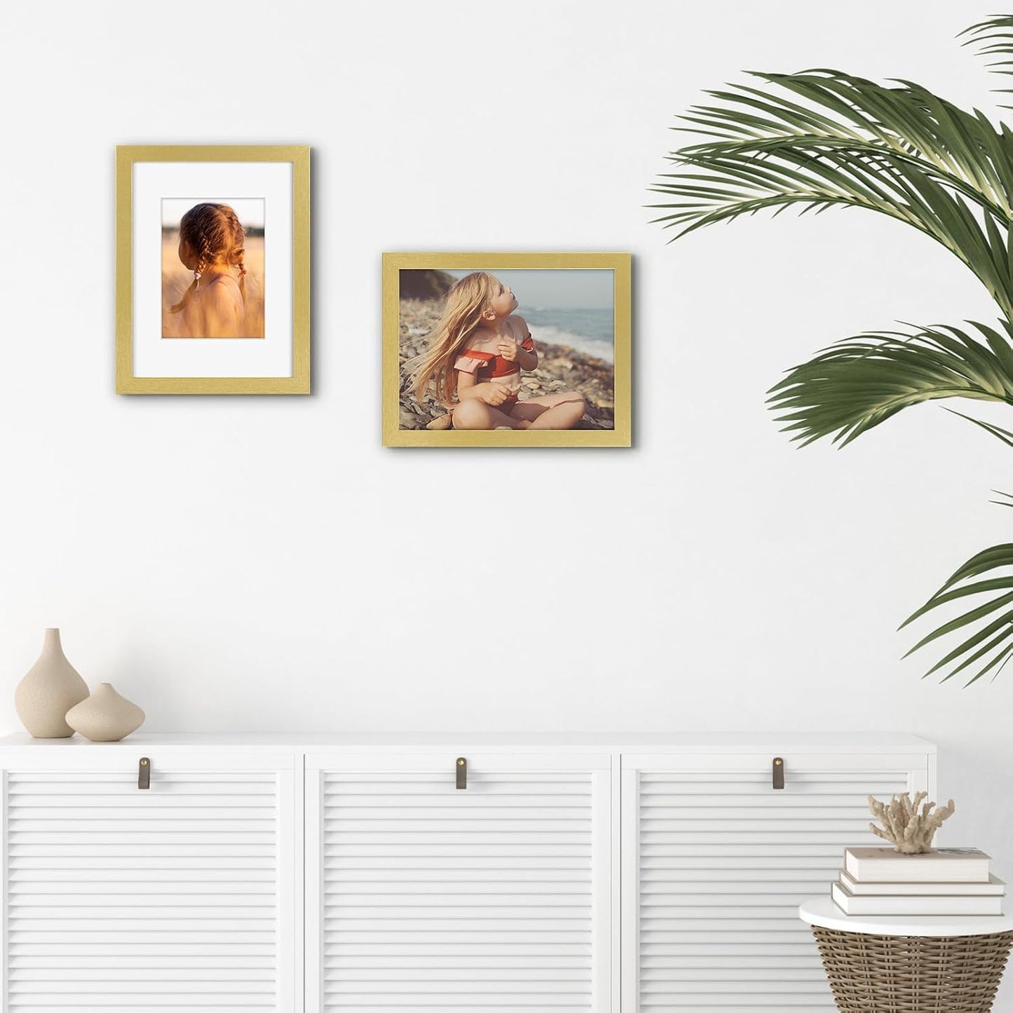 Golden State Art, 9x12 Picture Frame with Mat for 6x8 - High Definition Glass Wall Mounting Horizontal Vertical Display (Gold, 1 Pack)