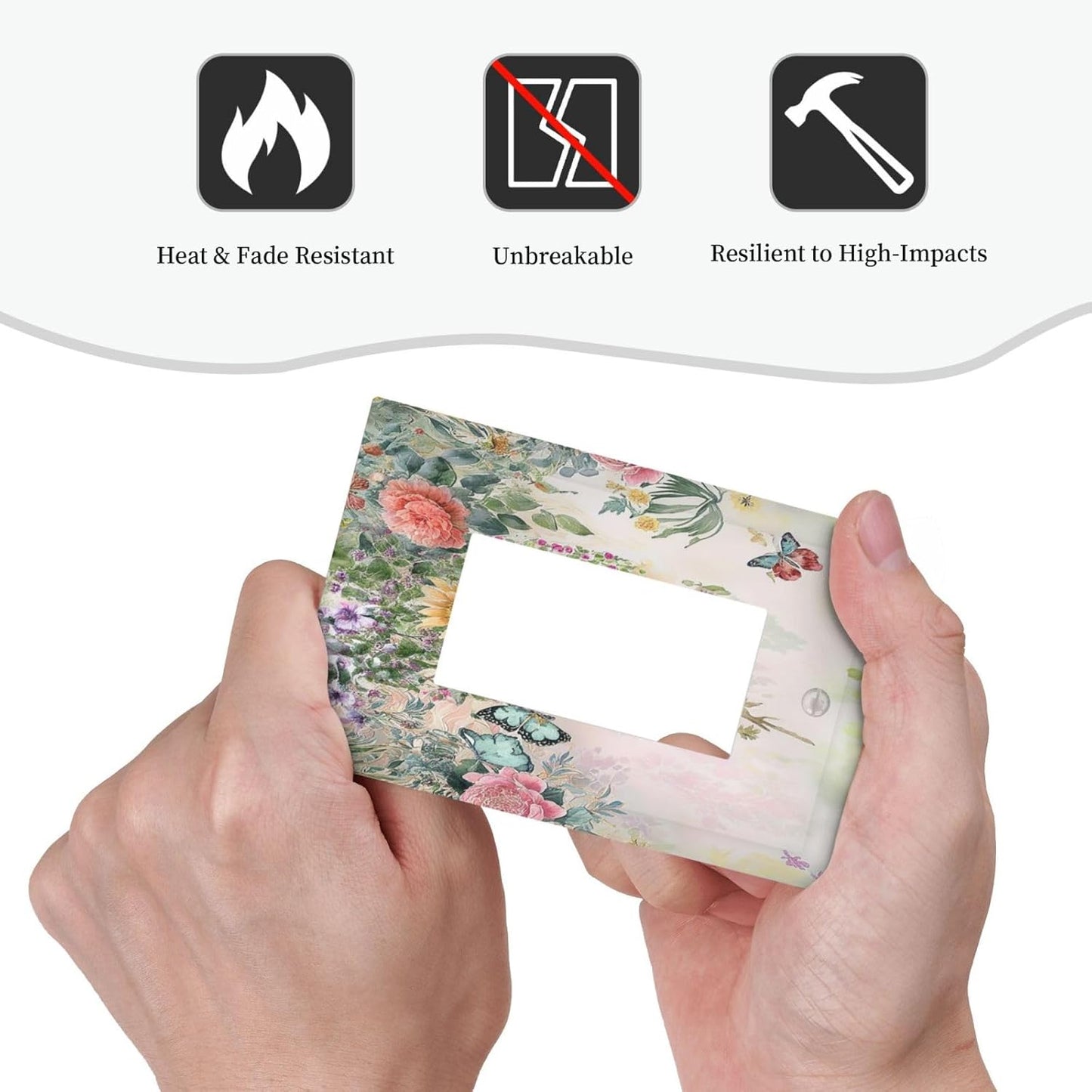 Outlet Covers Rustic Floral Watercolor Flower Blossom Butterfly 1 Gang Wall Plates Single Rocker Light Switch Covers Decorative Switch Plates Electrical GFCI Panel Covers for Home Office 5 X 3 IN