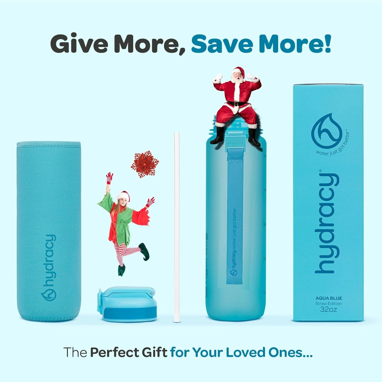 Hydracy Water Bottle with Time Marker -Large BPA Free Water Bottle & No Sweat Sleeve -Leak Proof Gym Bottle with Fruit Infuser Strainer & Times to Drink -Ideal for Fitness Sports & Outdoors