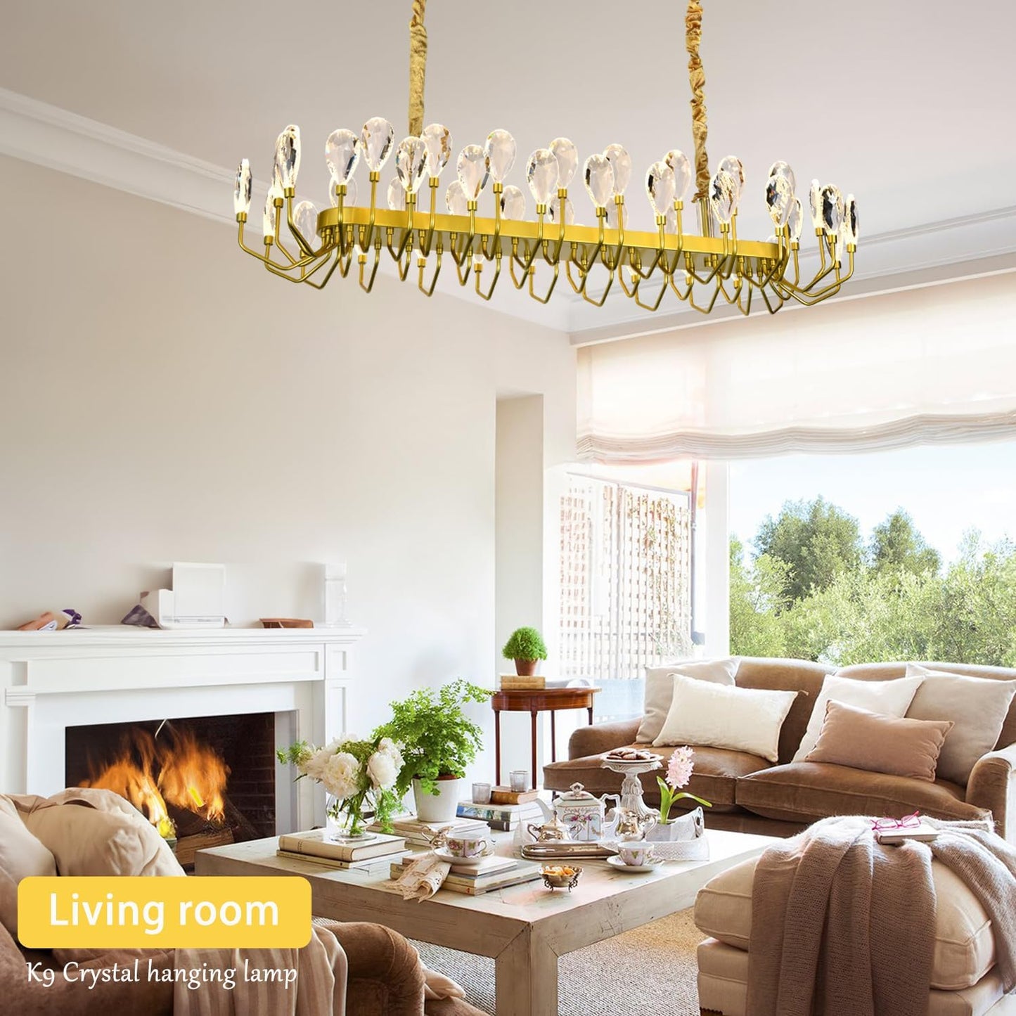 44 Light Gold Chandelier 47.25'' Large Crystal Chandeliers for High Ceiling Dining Room Modern Classic Chandelier Light Fixture for Large Living Room Foyer Stairs Entry Restaurant Hotel