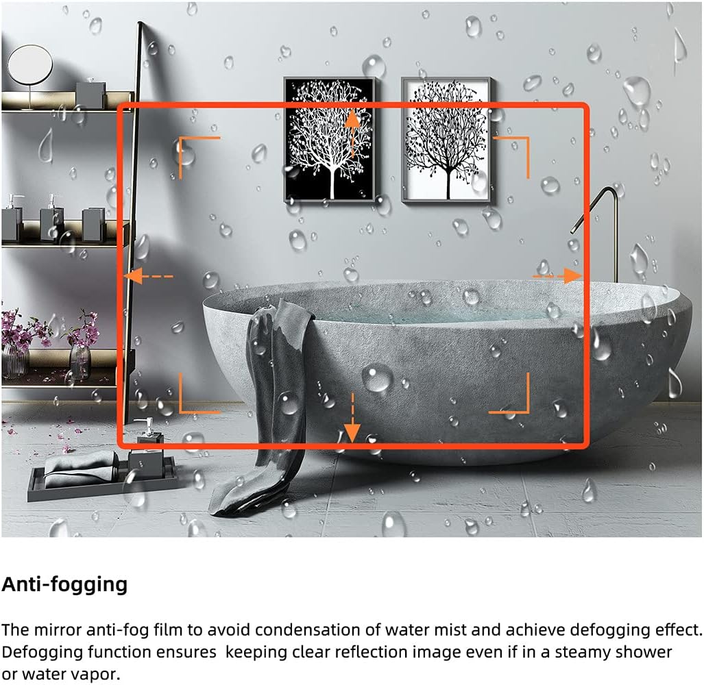COOL2DAY LED Mirror for Bathroom,55x36 Inch Lighted Bathroom Vanity Mirror with Lights, Double Light Strips, 3 Colors, Shatter-Proof, Anti-Fog and Brightness Memory