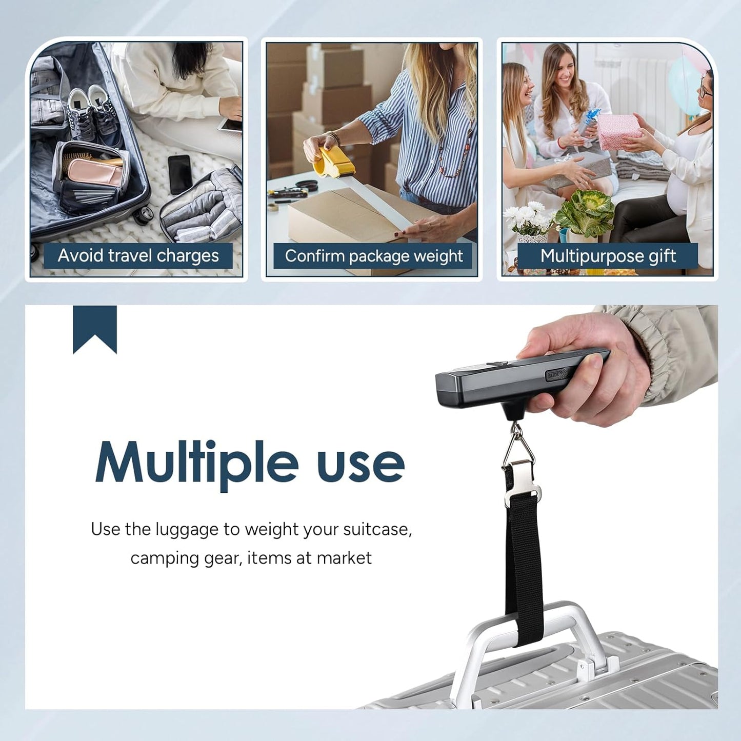 travel inspira Luggage Scale Battery-Free, Travel Essentials, Portable Handheld Suitcase Weight Scale for for Travel Accessories, 110lbs/50kg