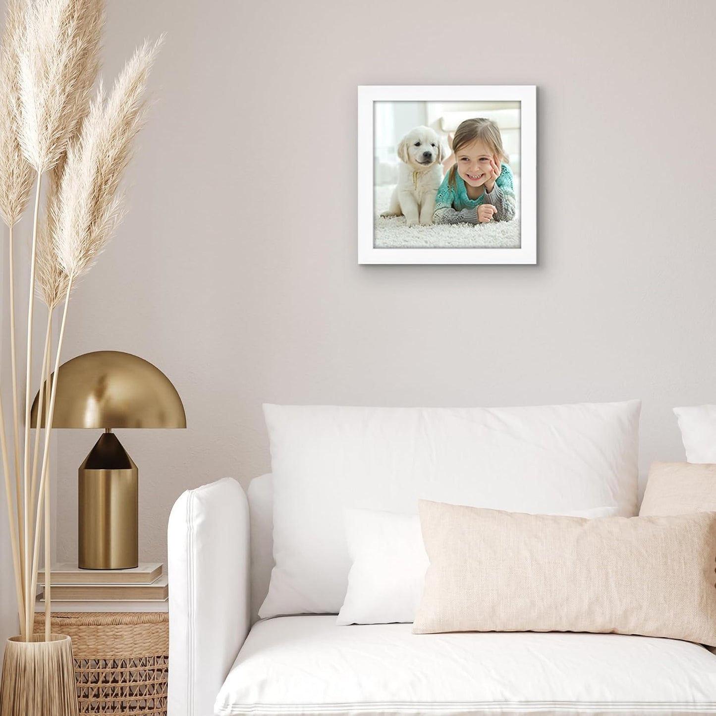 Americanflat 8x8 Picture Frame with Shatter-Resistant Glass - Signature Collection - Gallery Style Frames Made of Engineered Wood - Square Frame for Tabletop and Wall Display - White