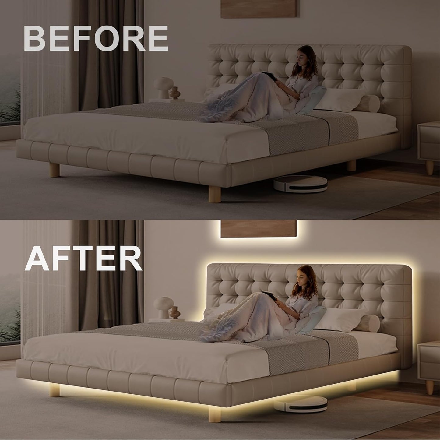 6.56ft Smart COB LED Strip Light, Tunable White 2700K-6500K Dimmable Bright WiFi Led COB Light Strip Compatible with Alexa and Google, White CCT COB Led Light for Kitchen Cabinet, Room