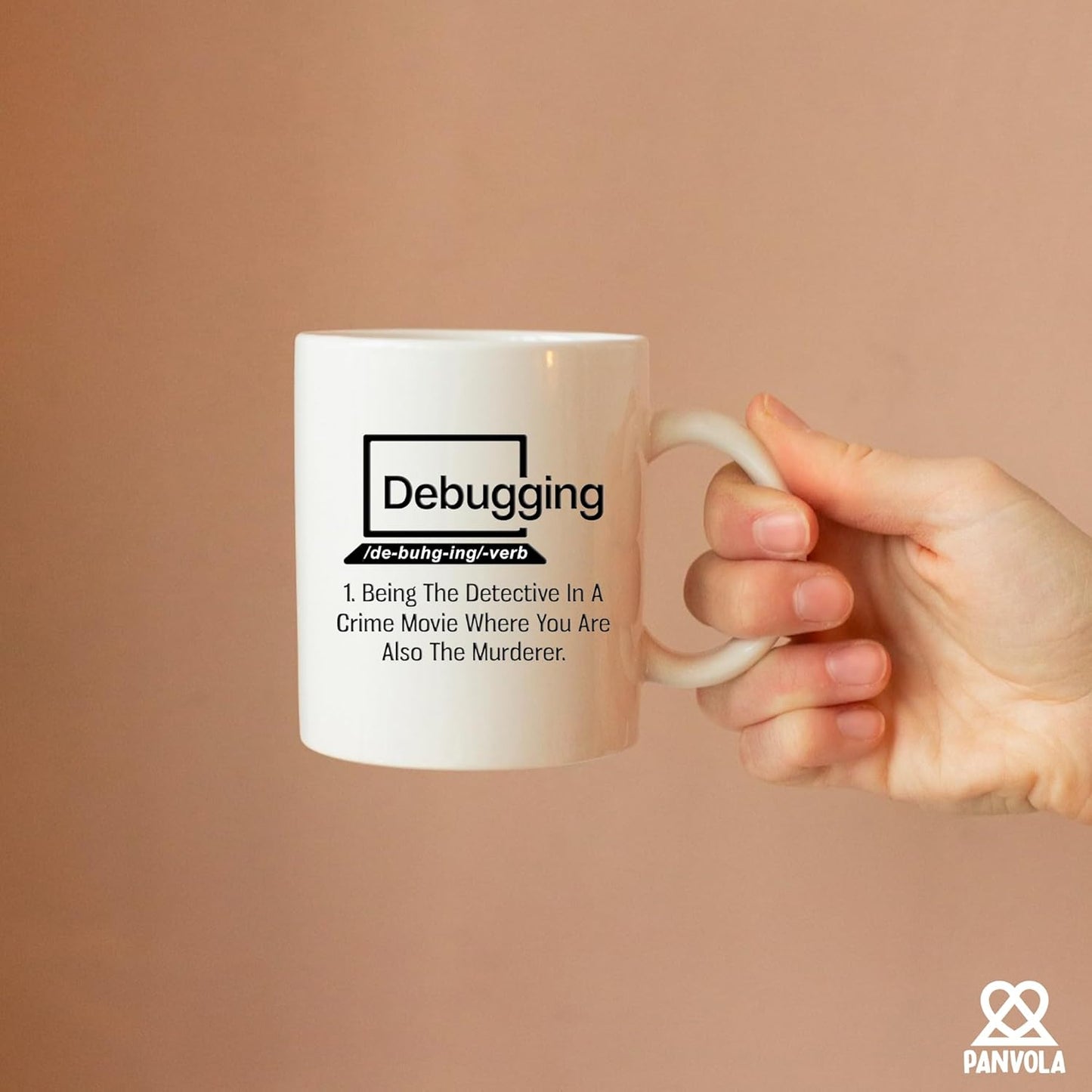Panvola Debugging Funny Quote Coffee Mug for Programmer Computer Programming Engineering Coder IT Ceramic Cup (11 oz)