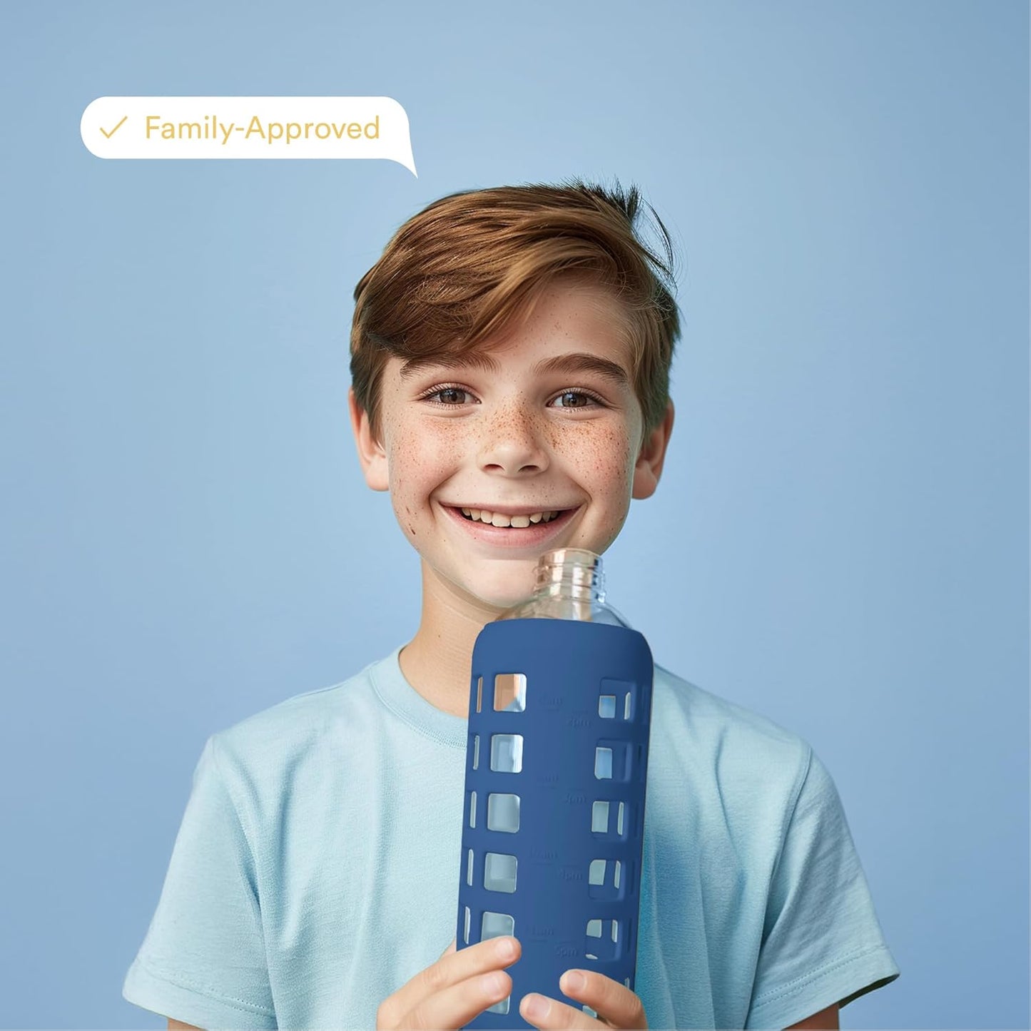 purifyou 40oz / 32oz / 22oz / 12oz Borosilicate Glass Water Bottle with Time & Volume Markers, Silicone Sleeve, Stainless Steel Lid | Reusable Glass Bottle for Water & Juice (40oz Chinese Porcelain)