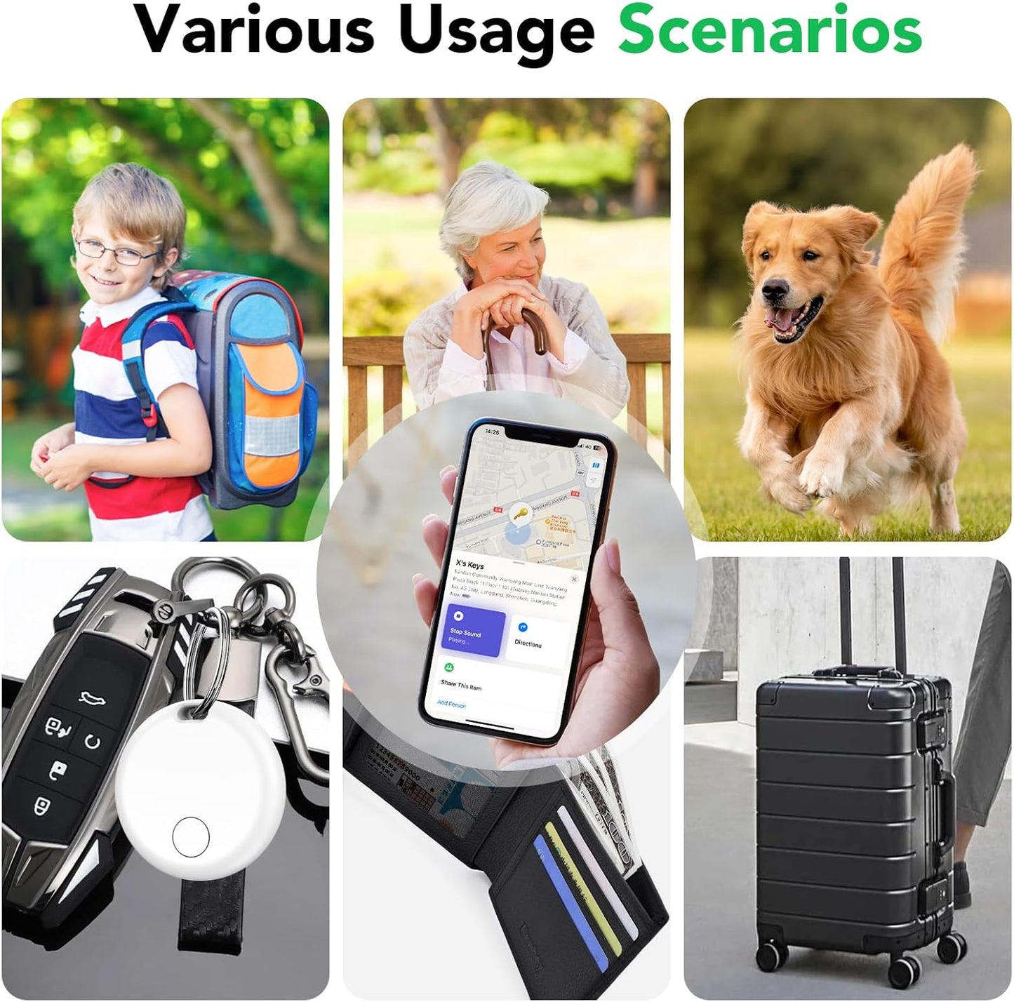 Air Tracker Tags-4 Pack: Smart Bluetooth Tracker, Item Finder Works with Apple Find My (iOS Only) App, Trakcer Tag Locator for Keys, Luggage, Satchel, weTag mini. (Not for Android Devices)