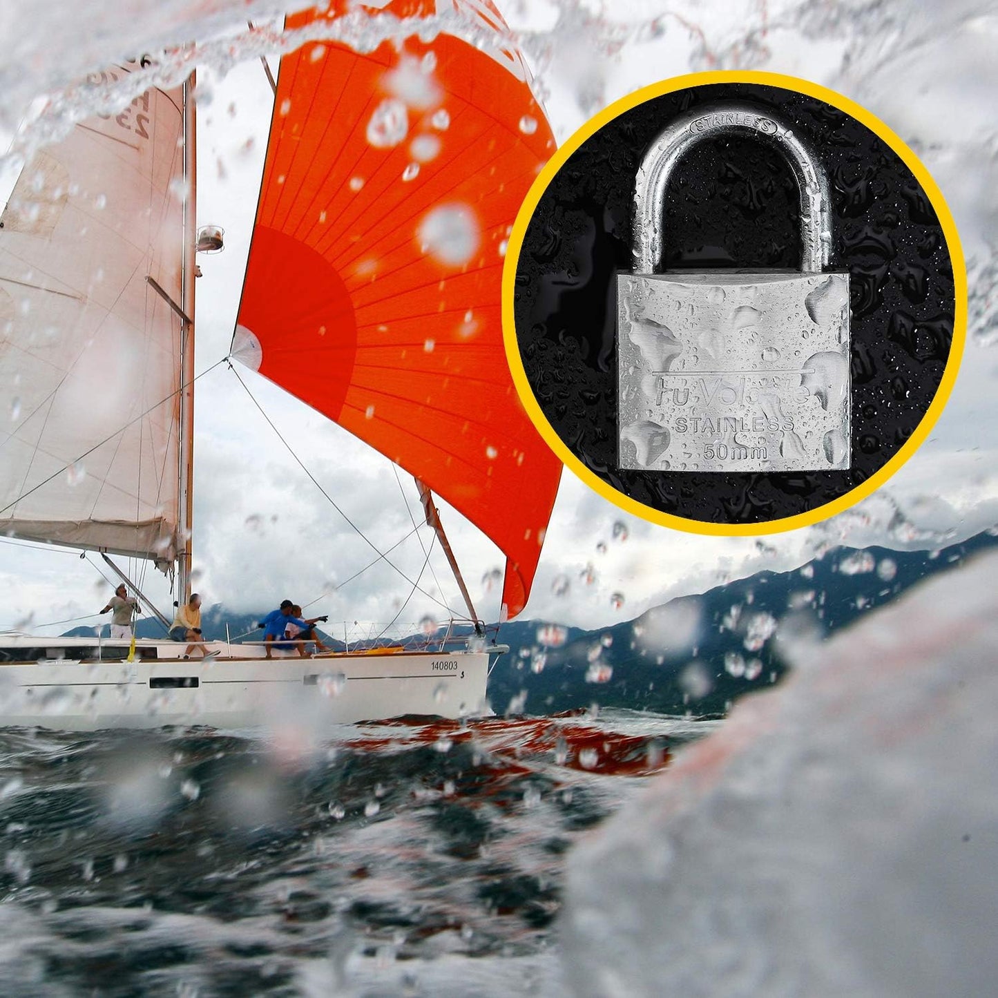 Stainless Steel Pin Tumbler Padlock, 304 Marine Series, Weatherproof Padlock for Outdoor use, 1-1/2 inch Wide Body, Keyed Alike Locks- Stainless Steel Body & Shackle-2 Pack
