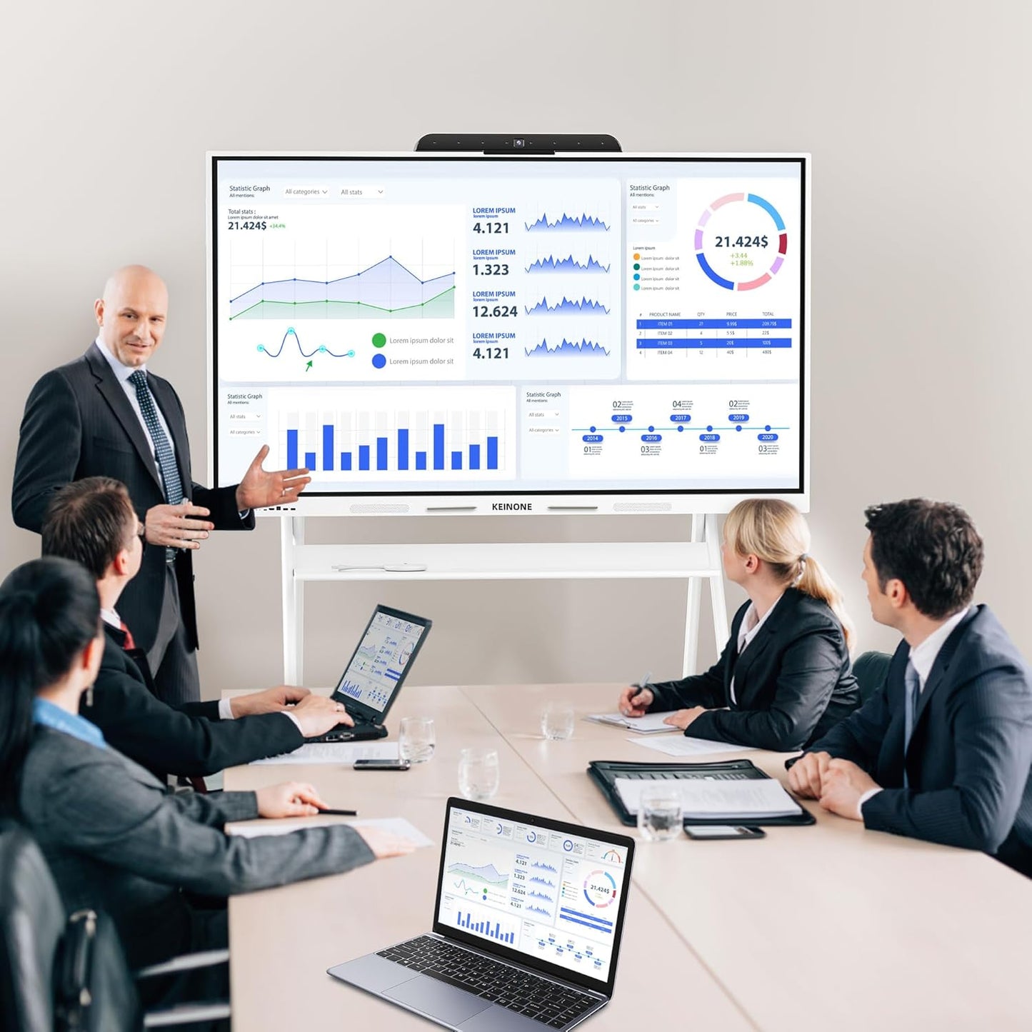 Smart Board for Classroom, 65" 8+128 GB Interactive Smartboard Built-in Android OS & Open App Ecosystem - 4K Touchscreen Electronic Digital Whiteboard for Home Office School Studio