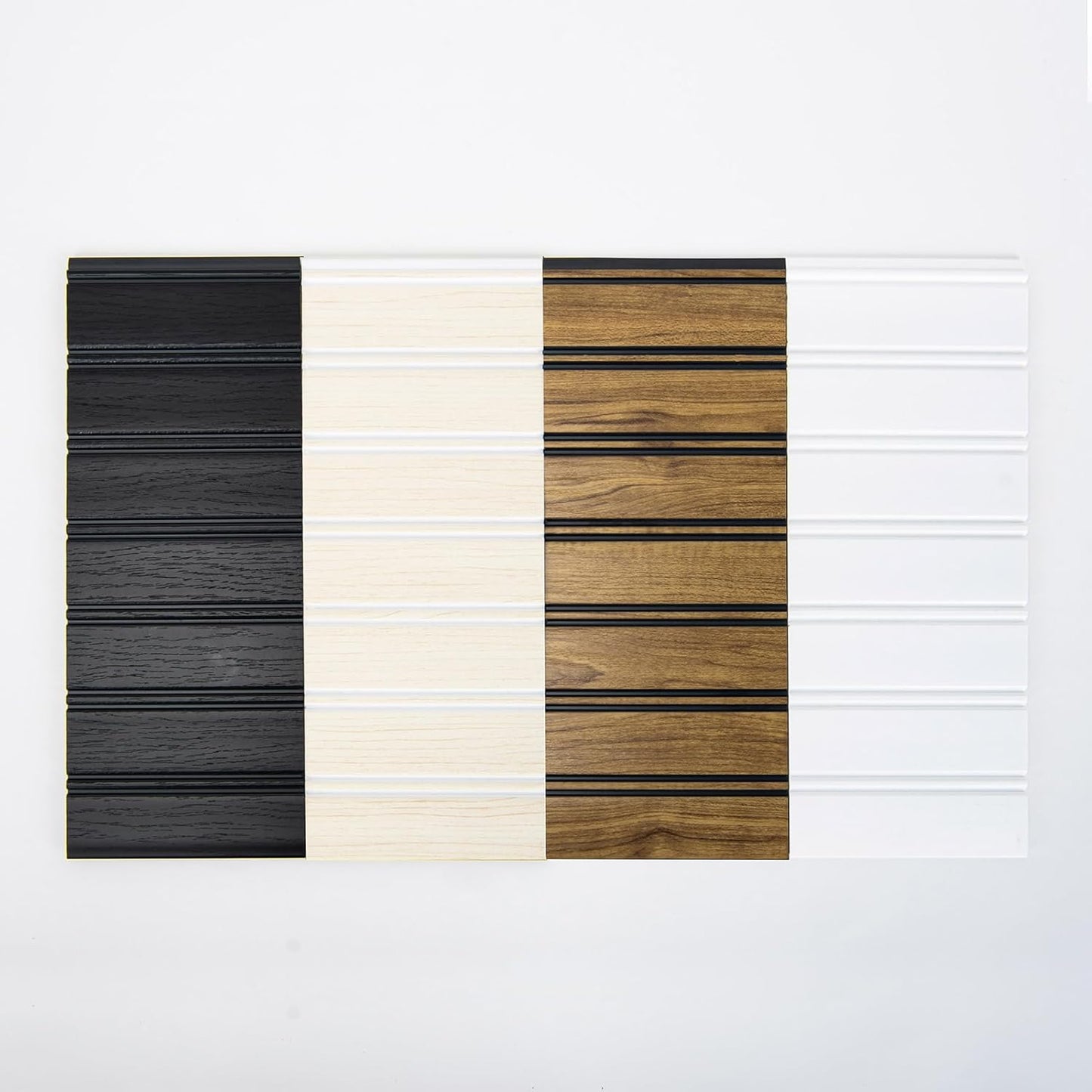 Art3d Wainscoting Wall Panel 4-Pieces Sample Kit, Beadboard Panels for Walls, 4 Color Polystyrene Board and Batten Wall Panel Sample Kit