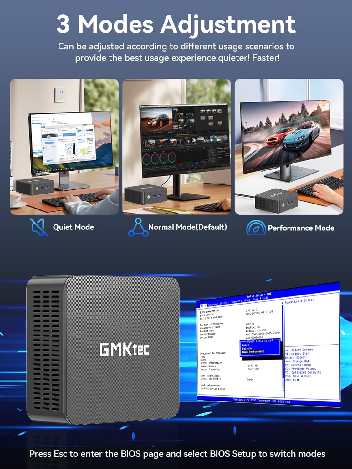 GMKtec Mini PC Computers N95(Turbo 3.4GHz) 16GB DDR4 512GB SSD Desktop Computer 4K Dual HDMI Display/3x USB3.2/WiFi 5 BT5.0/RJ45 Ethernet Nucbox G3S