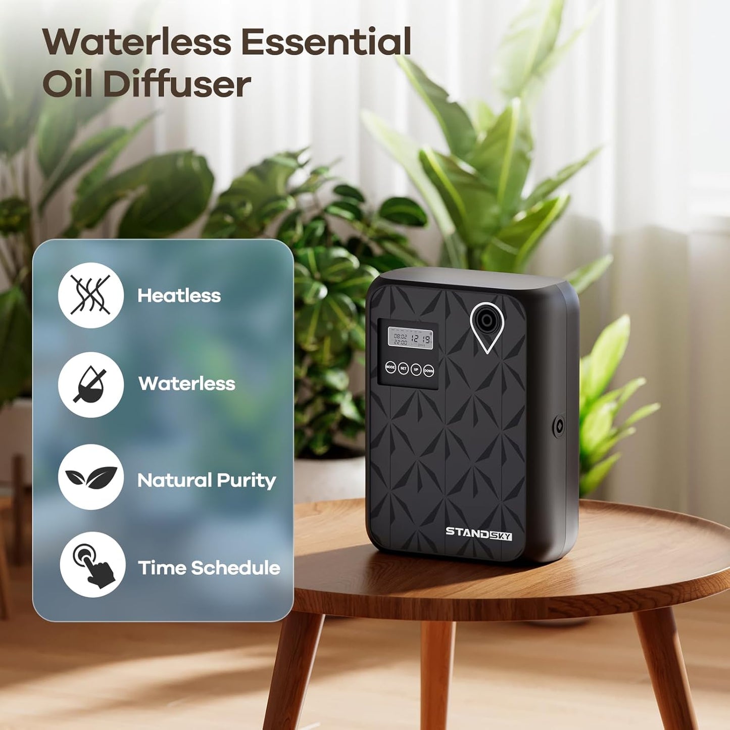 Waterless Essential Oil Diffuser, Hotel Scent Diffuser, Essential Oil Diffuser Large Room Up to 3000 Sq.Ft, 500mL Capacity Home Diffusers for Large Home, Whole House Air Freshener (Black)