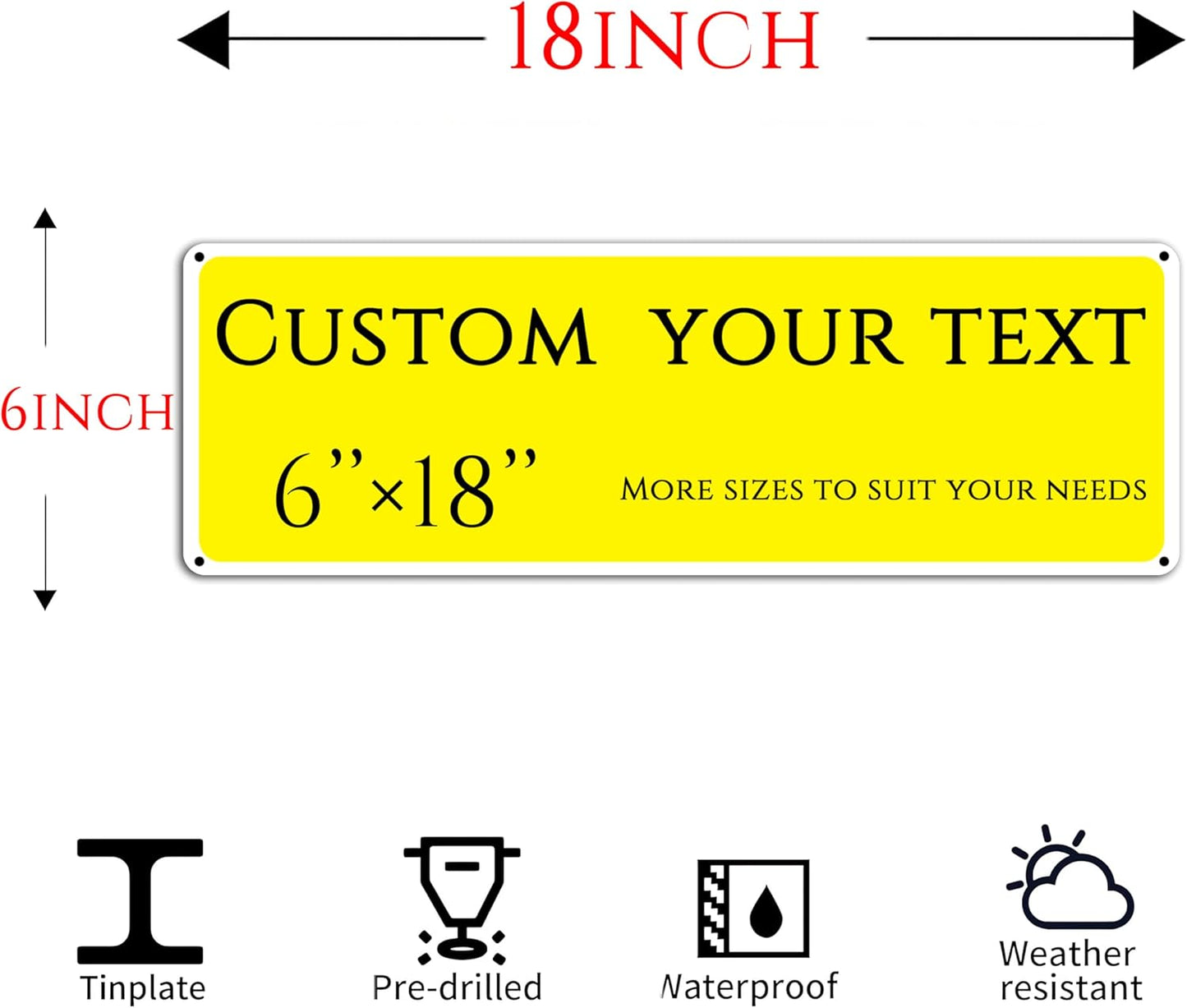 Custom Sign, street signs customized,Aluminum Weatherproof Metal Sign Multiple Sizes, Customize for House numbers, bars, cafes,Business, Workplace, office, Home, Delivery Signs(6 * 18 Inch)