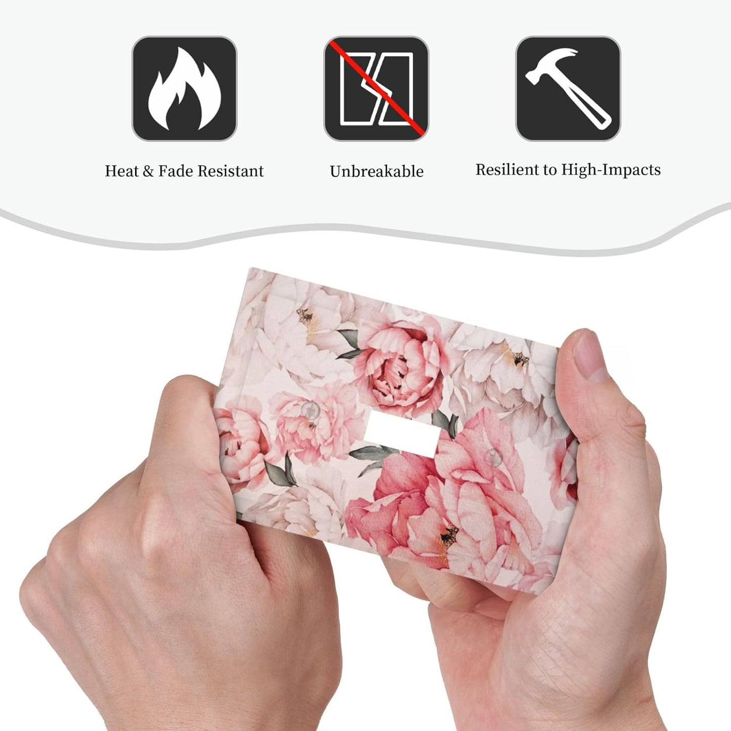 Decorative Light Switch Plate Covers Ink Pink Peony Flower Rustic Floral 1 Gang Light Switch Cover Plate Single Toggle Wall Plate Outlet Covers Faceplate for Home Decor (2 Pack)