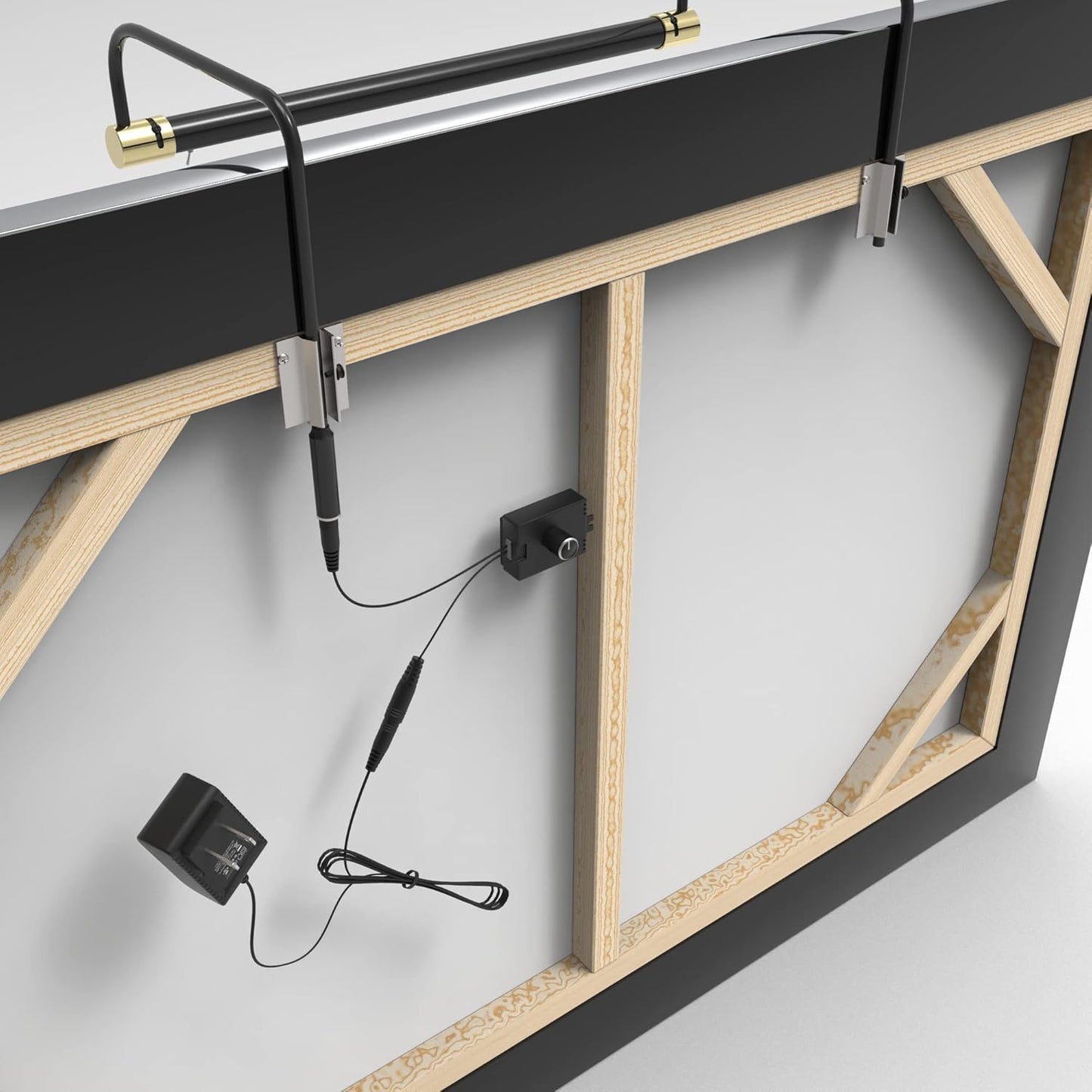 Cocoweb 12 Inch Tru-Slim Black and Brass Picture Light - LED, 2700K, Adjustable Arm, Plug-in, Toggle Switch, Sleek and Compact Design