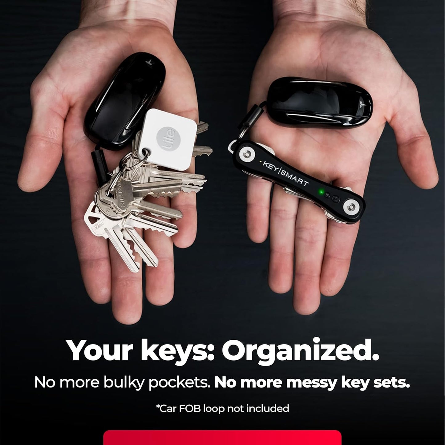 KeySmart iPro Key Finder Locator with Sound - Keychain Key Holder, Apple Find My App Compatible, Key Organizer, Compact Clutter-Free Key Chain Tracker, Tech Gifts for Men (Up to 14 Keys, Black)