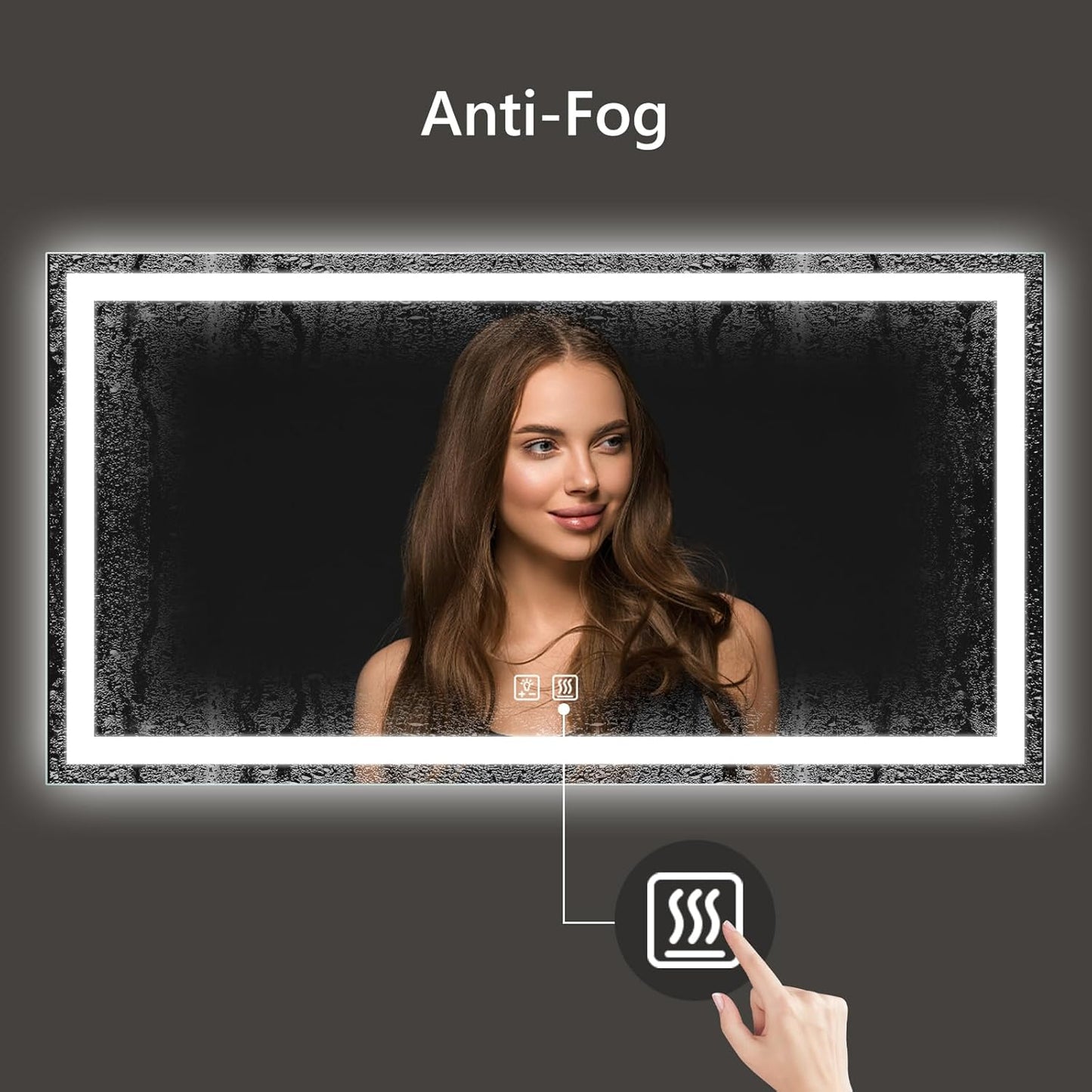 APRILSOUL 72x30 Inch LED Bathroom Mirror with Front and Backlit, Makeup Mirror with 3 Color Lights, Memory Function, Anti-Fog and Dimmable Light (Horizontal)