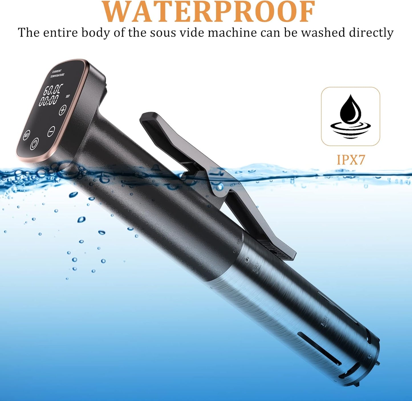 Sous Vide Machine, WiFi APP Recipes Included, Sous Vide Cooker 1100W, Immersion Circulator Precisional Cooker with Accurate Temperature, Ultra Quiet, IPX7 Waterproof, Fast Heating and Time Control