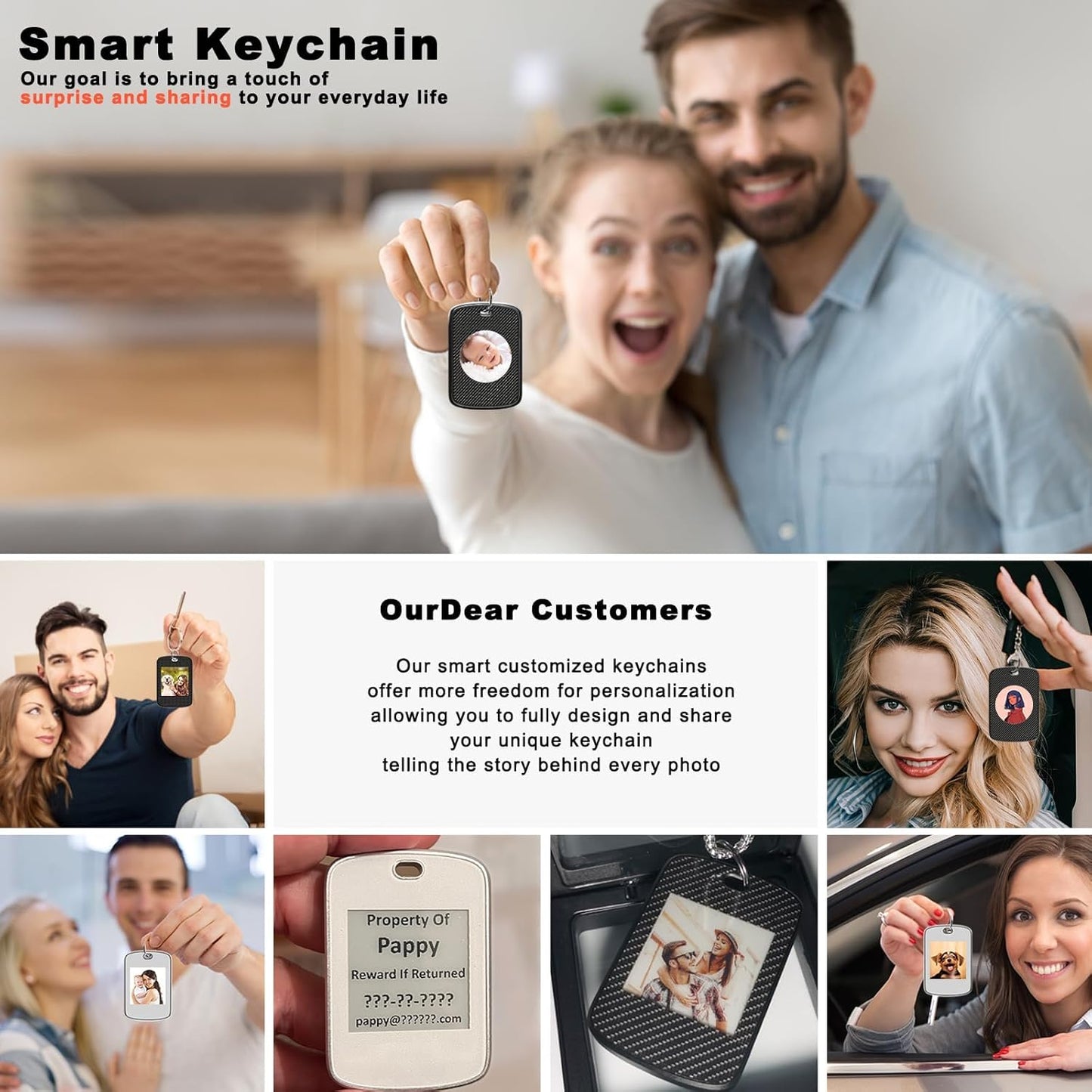 Photo Keychain,Picture Keychain,E-Ink Custom Photo Keychain with FindMy Tracker and Custom Design Color Photo,Text,Item Locator for Key,Pets,Luggages,iOS 14.0 and Up,Great Gift for Family and Friends